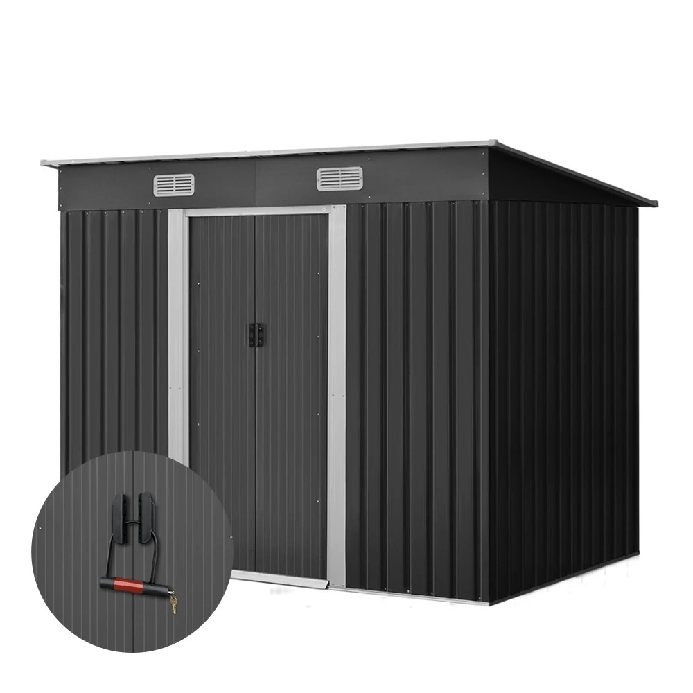 1 Giantz Garden Shed 2.38x1.31M Sheds Outdoor Storage Tool Metal Workshop Shelter - Grey, 1 of 1