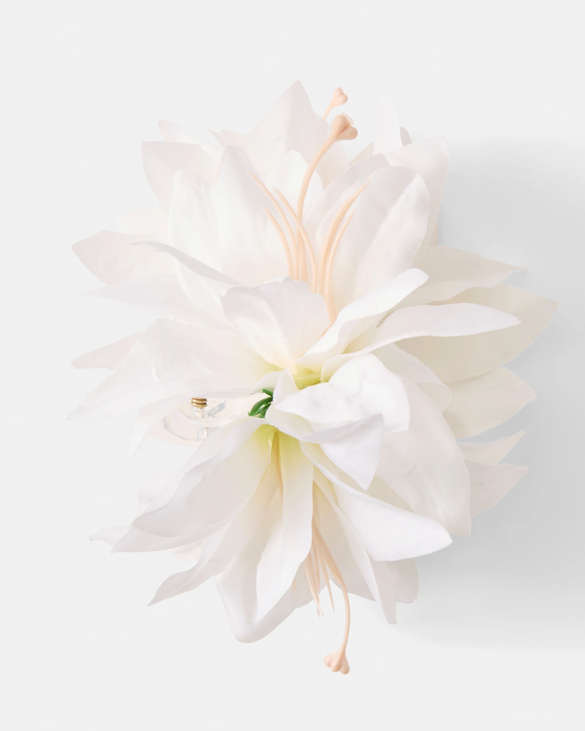 1 White Oversize Fabric Flower Claw Hair Clip, 1 of 4