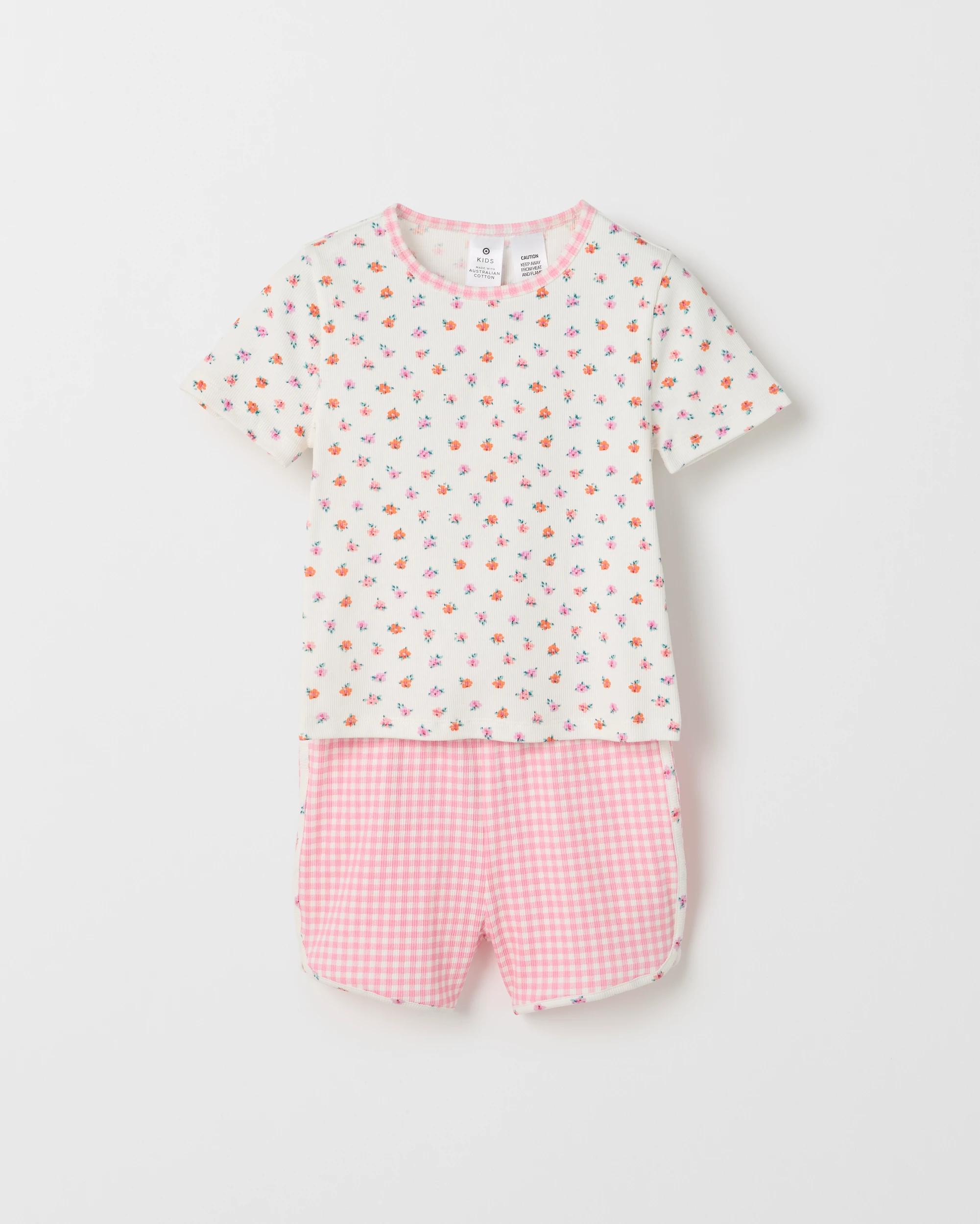 5 Target Kids Australian Cotton Top and Dolphin Hem Shorts Pyjama Set FLORALS, 5 of 7