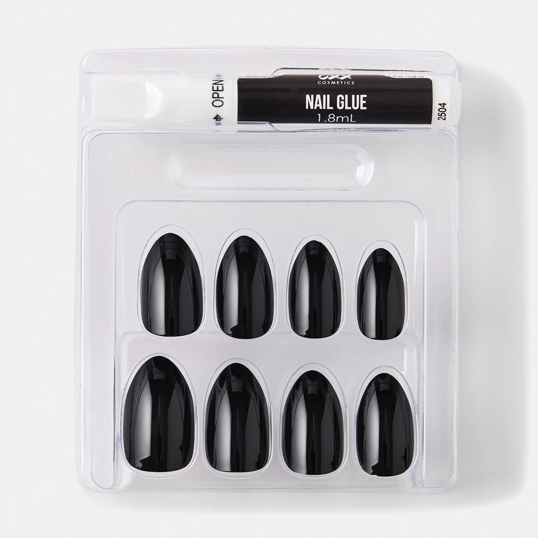 3 OXX Cosmetics 24 Pack Artificial Nails with Adhesive - Almond Shape, Black, 3 of 5
