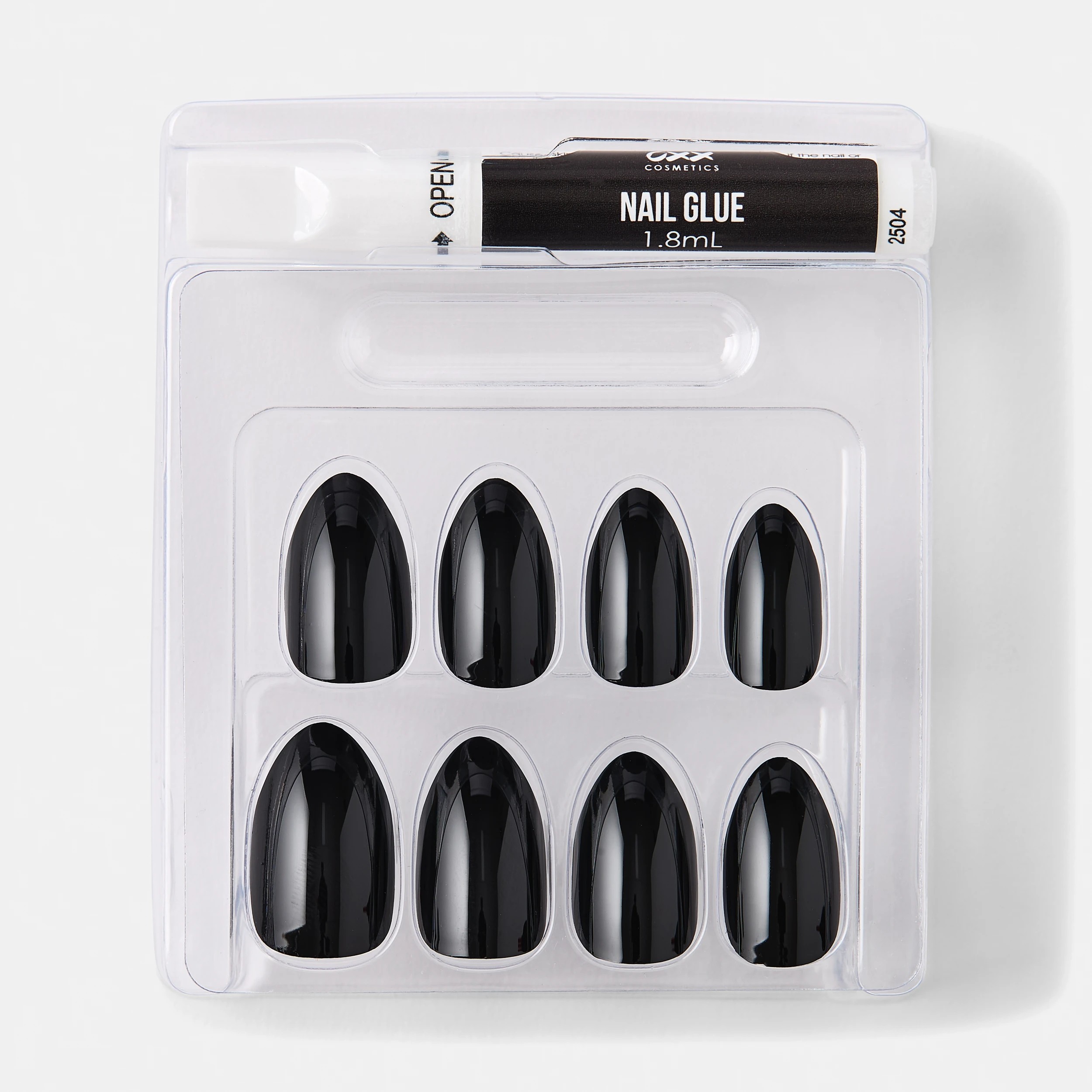 3 OXX Cosmetics 24 Pack Artificial Nails with Adhesive - Almond Shape, Black, 3 of 5