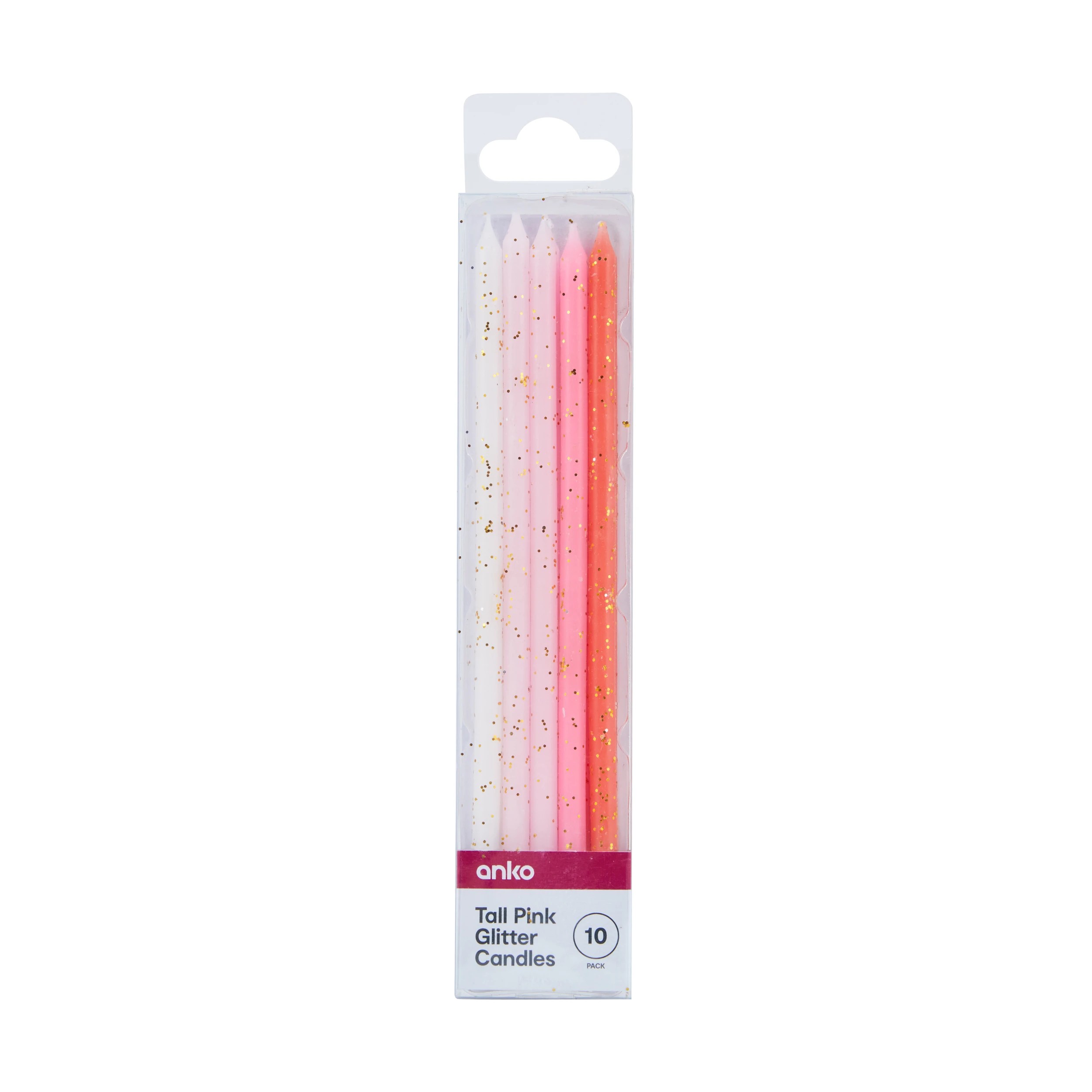 3 10 Pack Tall Pink Glitter Candles, 3 of 3