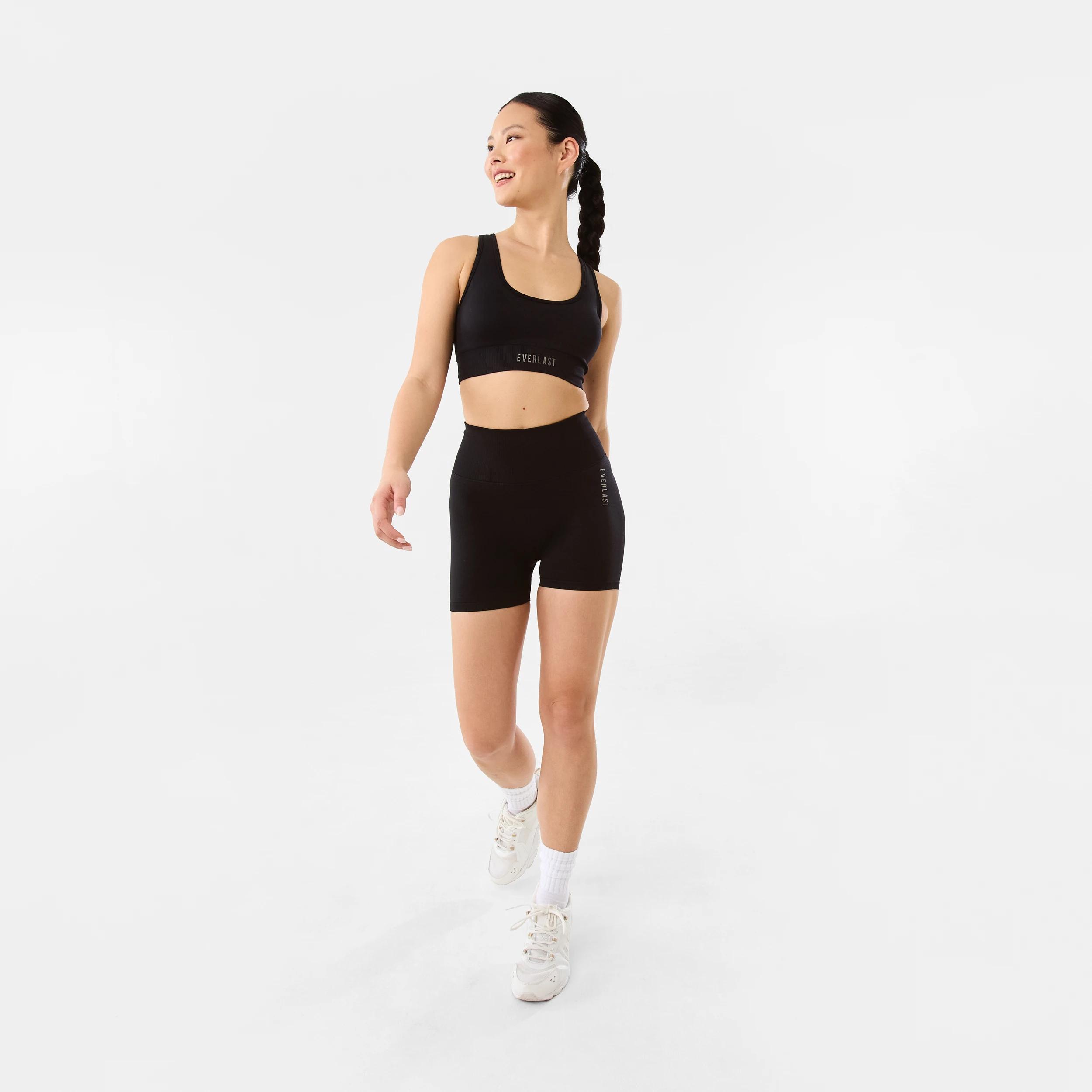 2 Everlast Womens Contour Seamfree Bike Shorts EVERLAST SIMPLE LOGO BLACK, 2 of 7