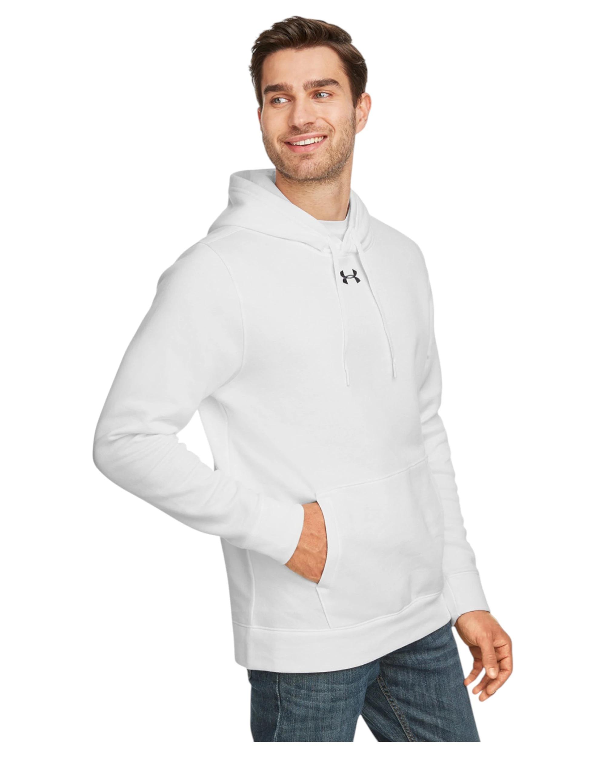 3 Under Armour Mens Hustle Fleece White Hoodie WHITE, 3 of 5