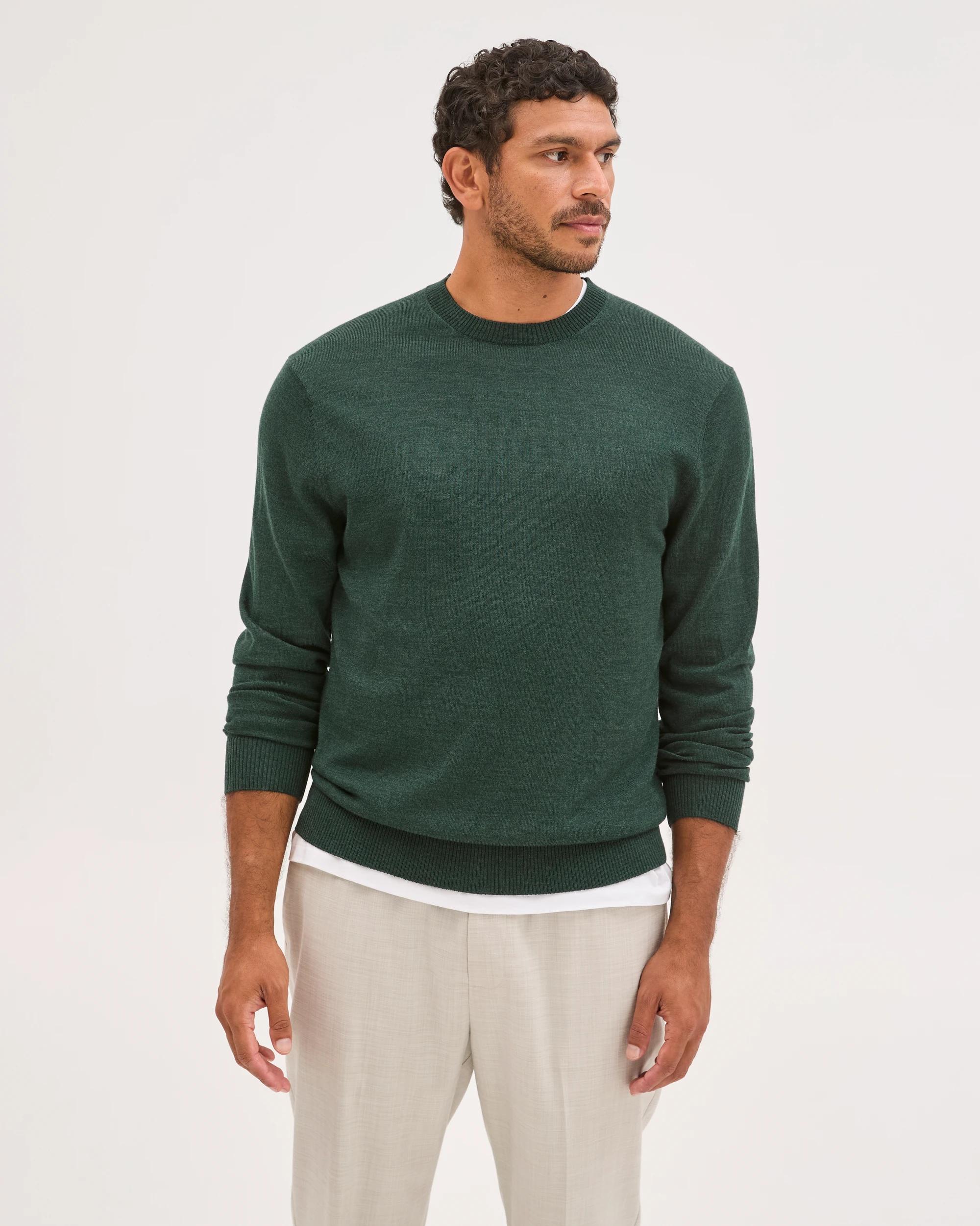 1 Preview Australian Merino Wool Knit Jumper FOREST GREEN, 1 of 7
