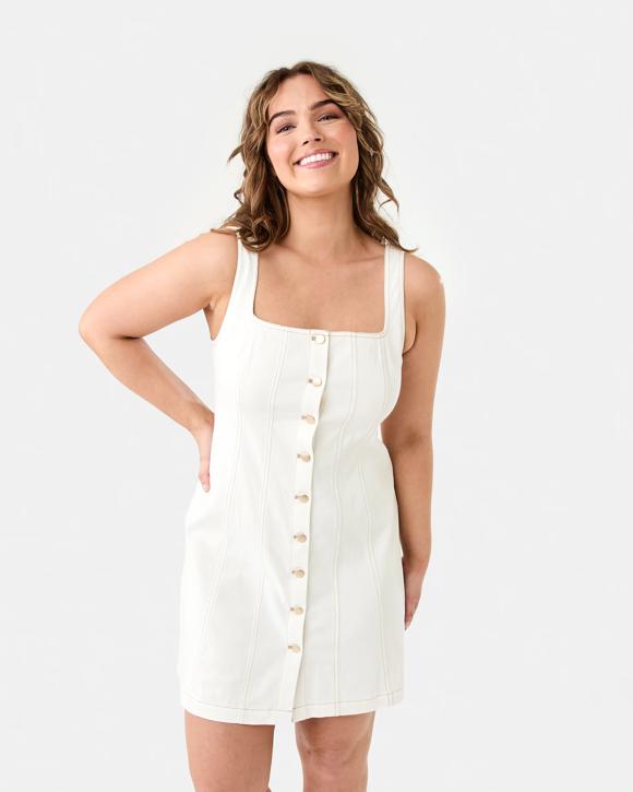 Sleeveless Square Neck Denim Mini Dress