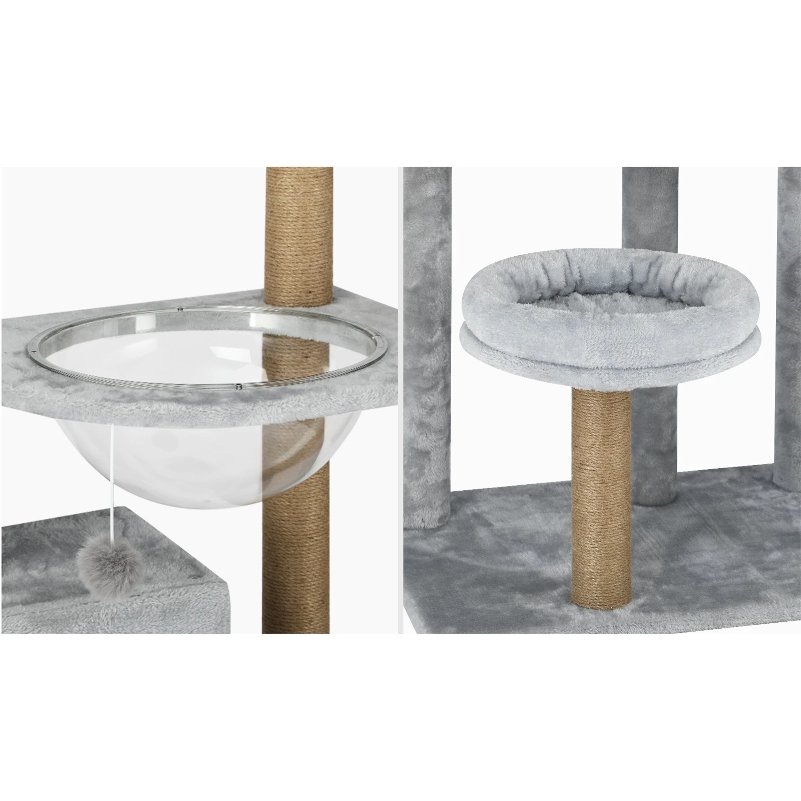 4 Alopet Cat Tree Tower Scratching Post Scratcher Cats Condo House Bed Wood 140cm
 - Grey, 4 of 8