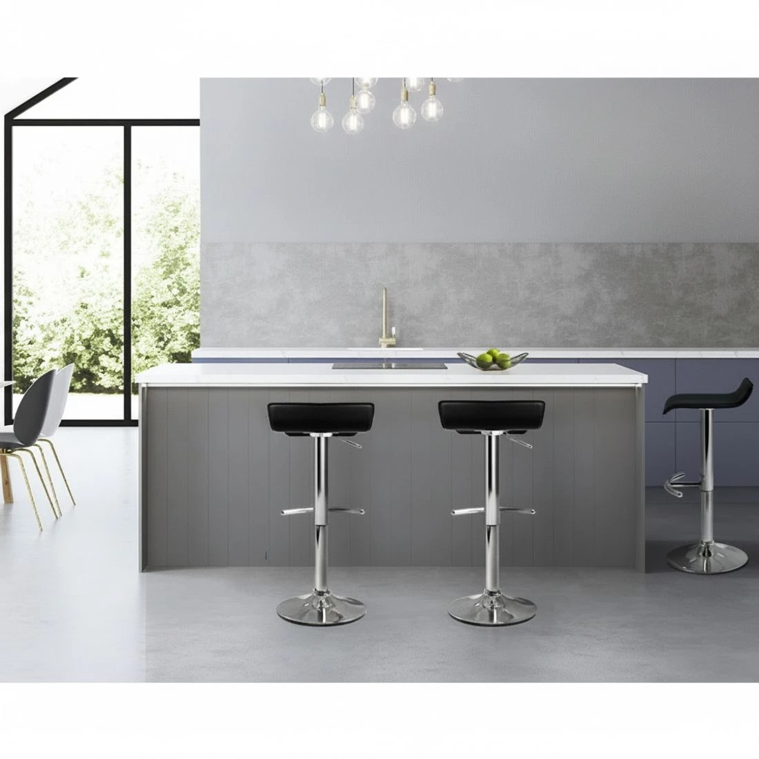 5 Artiss 2x Bar Stools Adjustable Gas Lift Chairs - Black, 5 of 8