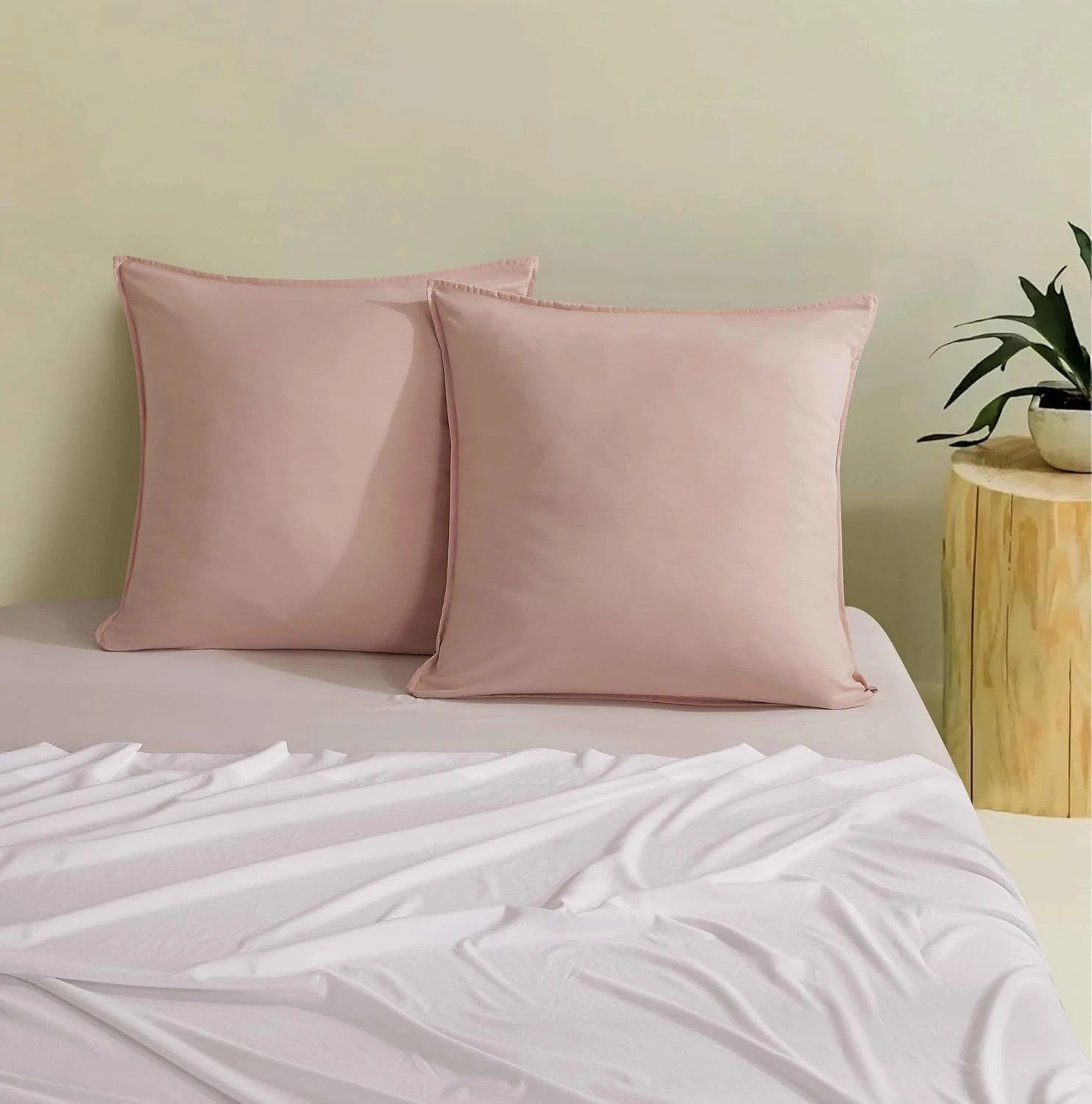 2 CleverPolly 2-Pack Vintage Washed Microfibre European Pillowcases - Pink, 2 of 3