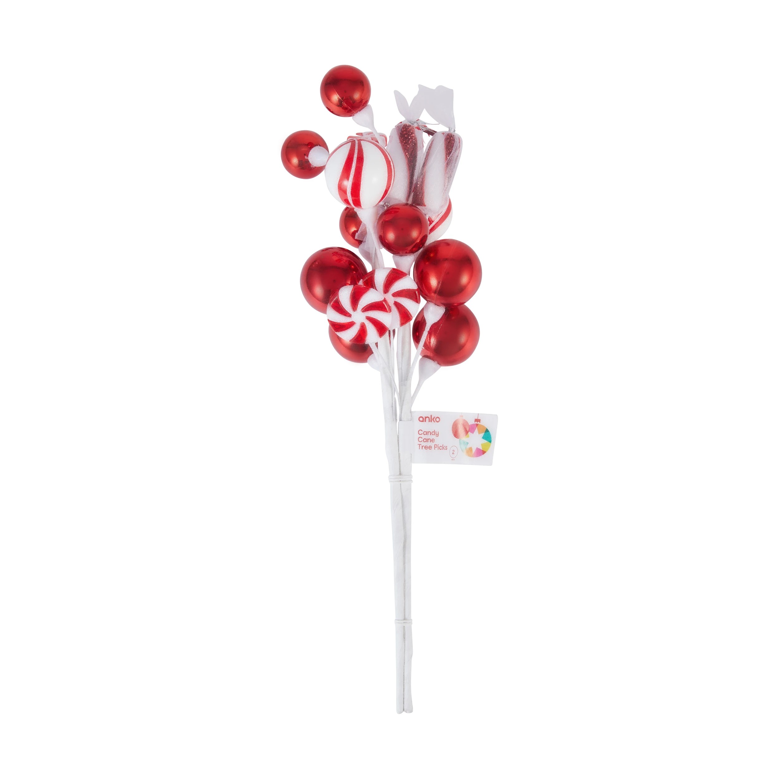 2 2 Pack Candy Cane Tree Picks, 2 of 2