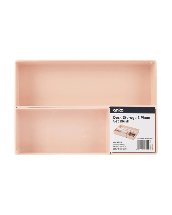 3 Piece Desk Storage Set - Blush