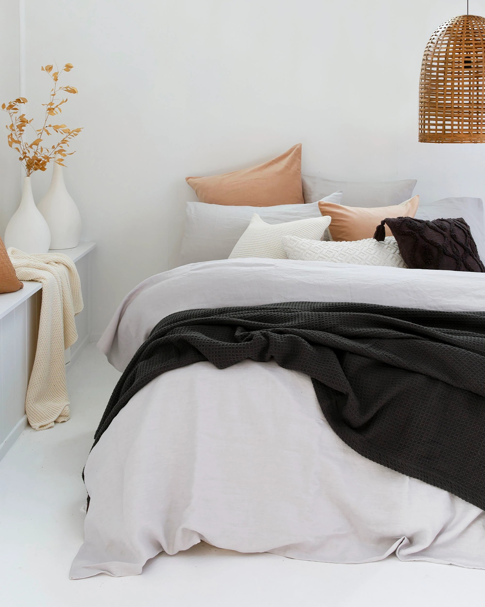 2 Bambury Cotton Waffle Weave Lightweight Blanket - Single Bed - Charcoal, 2 of 2