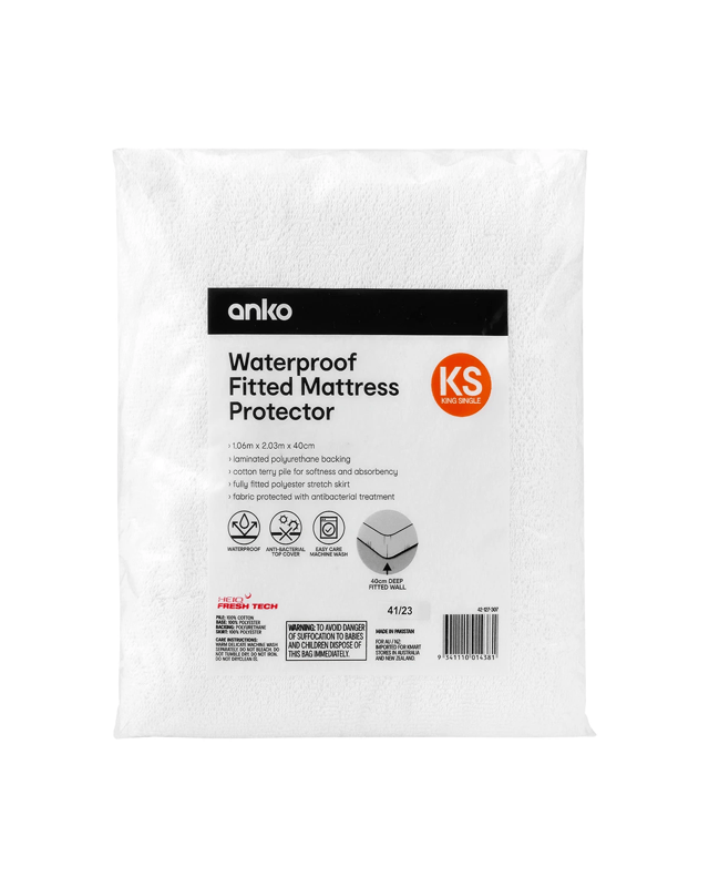 Waterproof Fitted Mattress Protector - King Single Bed, W