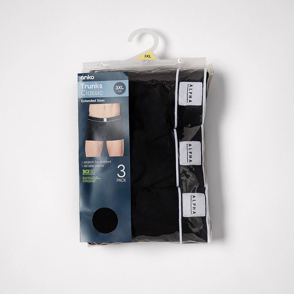 5 3 Pack Men's Larger Size Extended Trunks Black, 5 of 5
