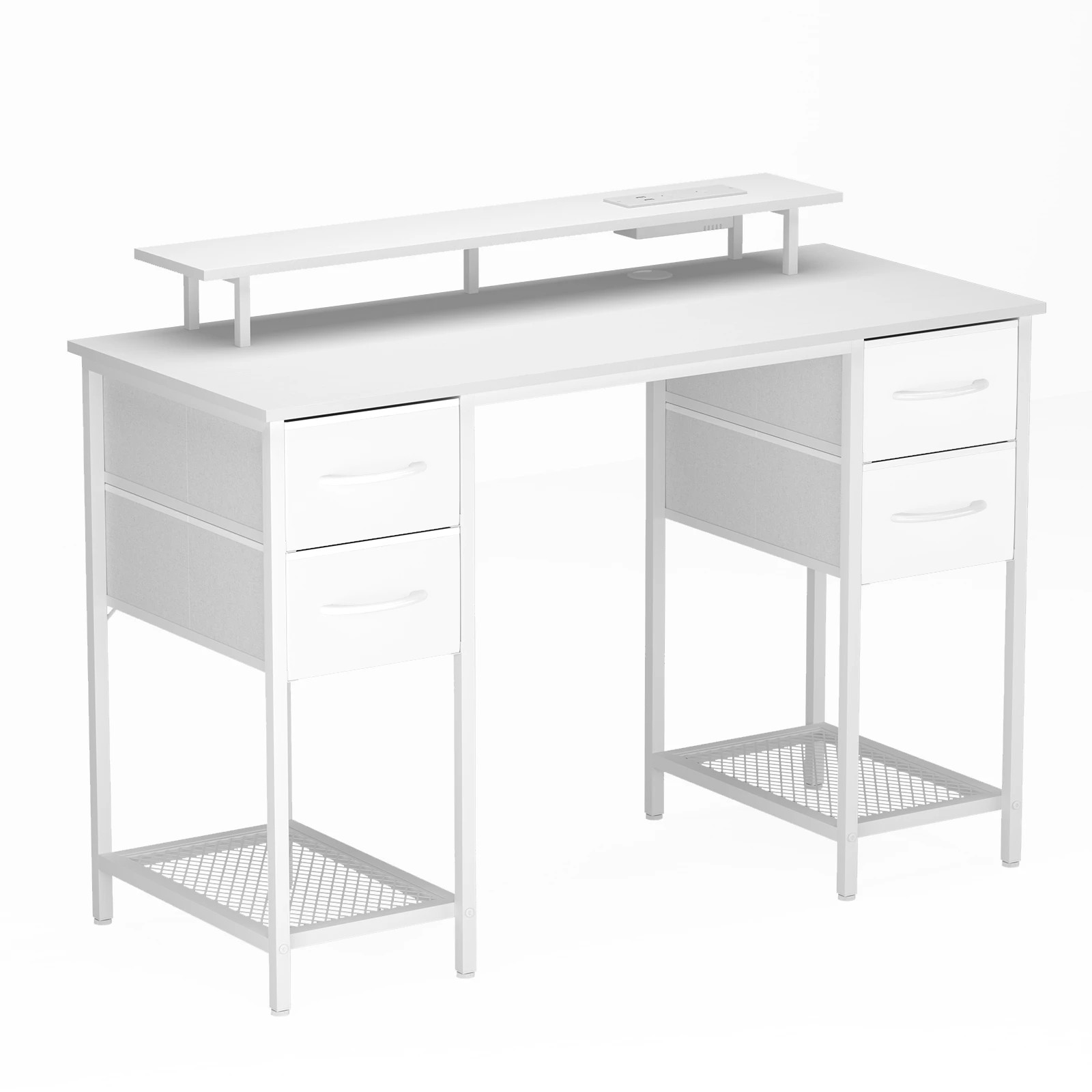 4 Advwin 120cm White Office Computer Desk With Led Lights Power Outlets, 4 of 9