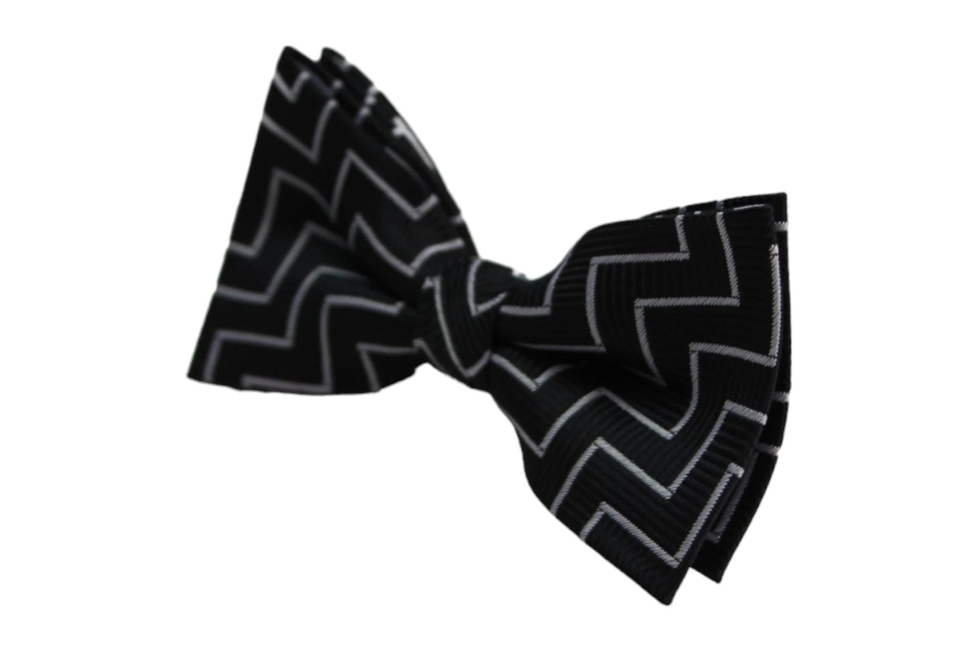 4 Zasel Boys Black With Silver Zig Zag Patterned Cotton Bow Tie - Multi, 4 of 4