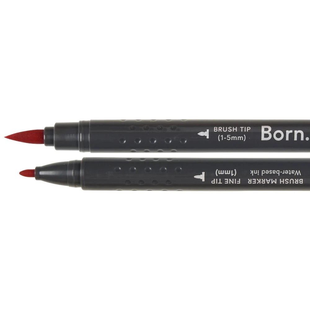 2 Born Professional Brush Dual-Tip Marker Deep Red R230, 2 of 4
