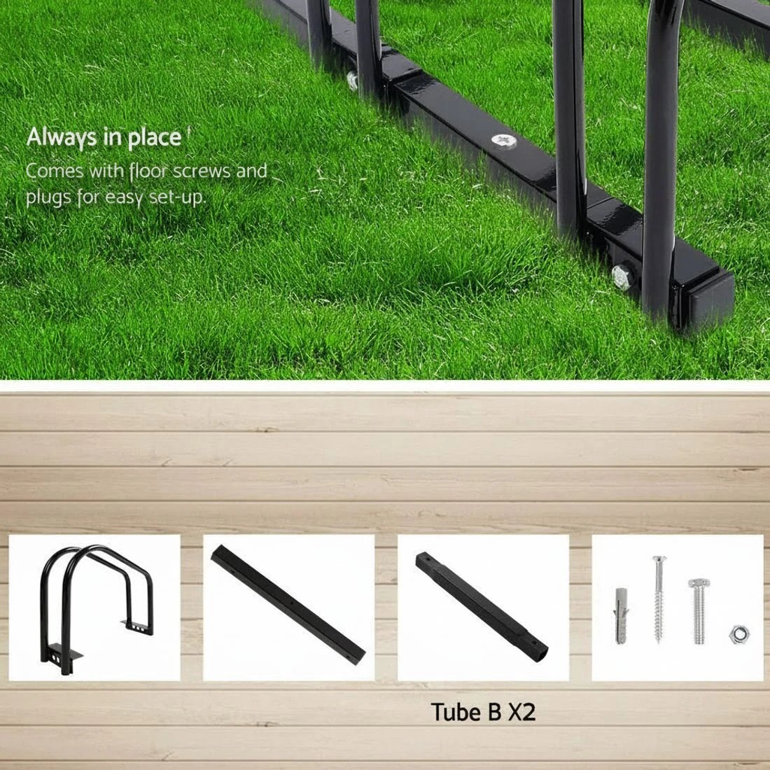 7 Weisshorn 4 Bike Stand Rack Bicycle Storage Floor Parking Holder Cycling - Black, 7 of 9