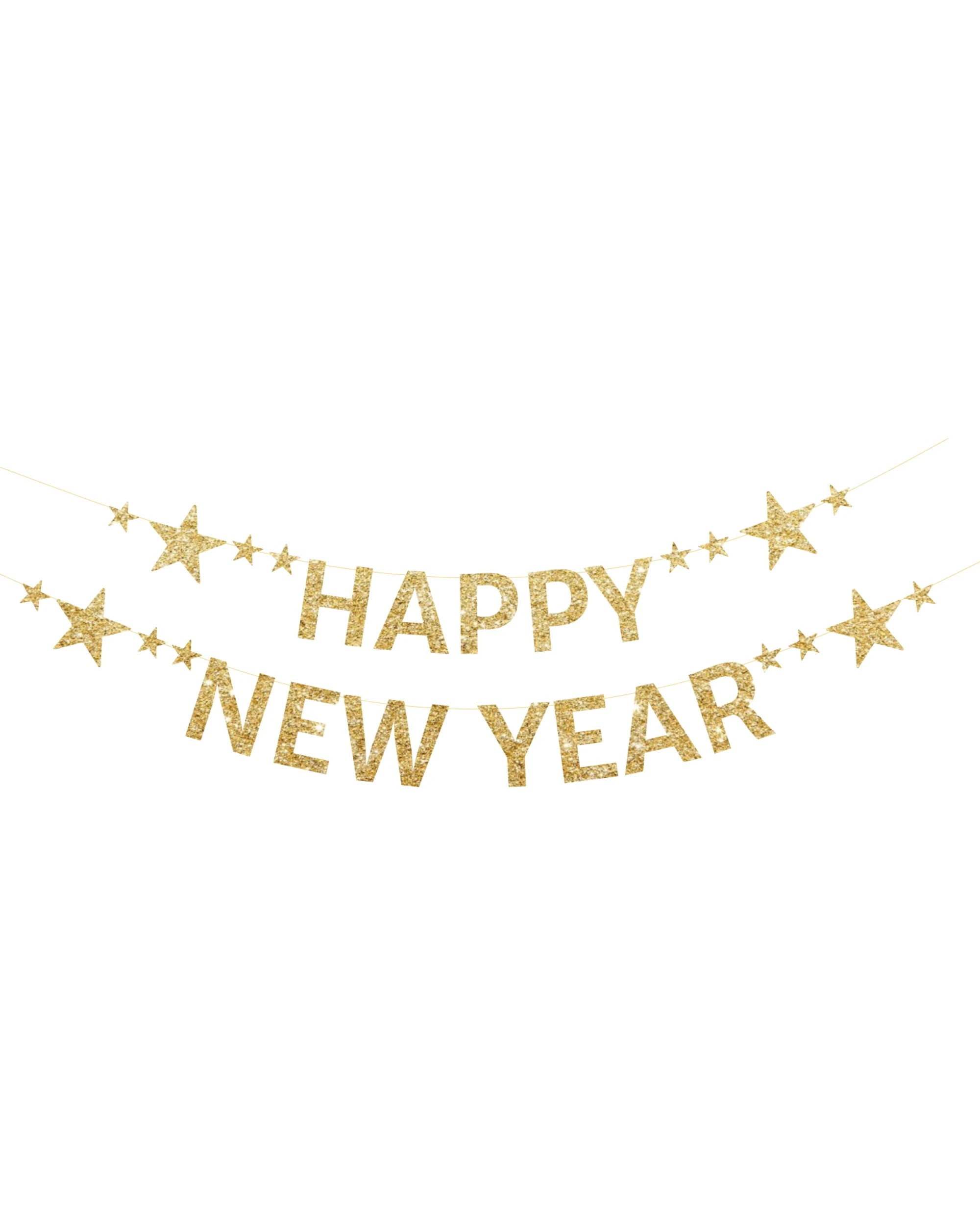 1 JD Party Happy New Year Gold Letter Banner 4m - Gold, 1 of 1