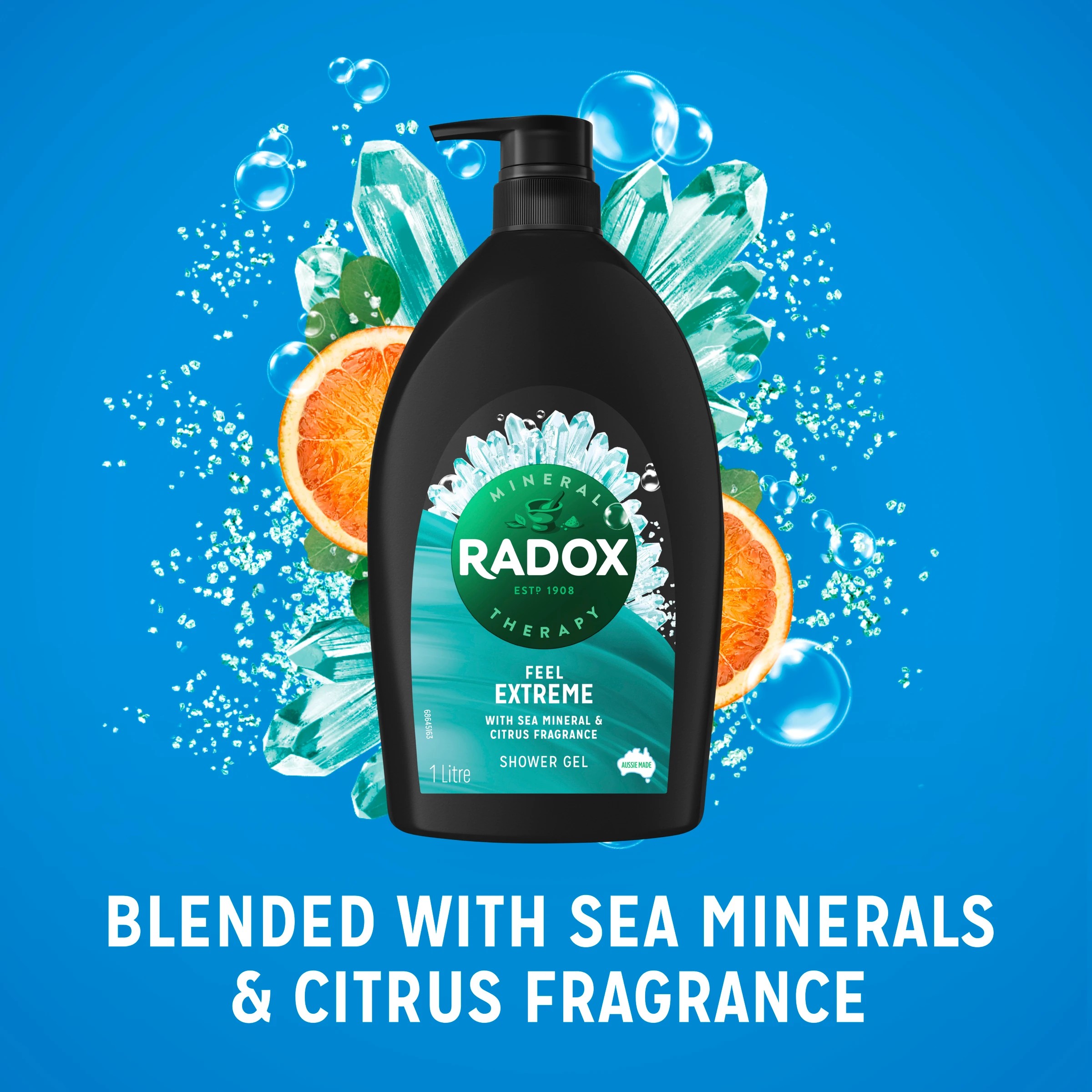 3 Radox Feel Extreme Shower Gel 1L - Sea Minerals and Citrus Fragrance, 3 of 6