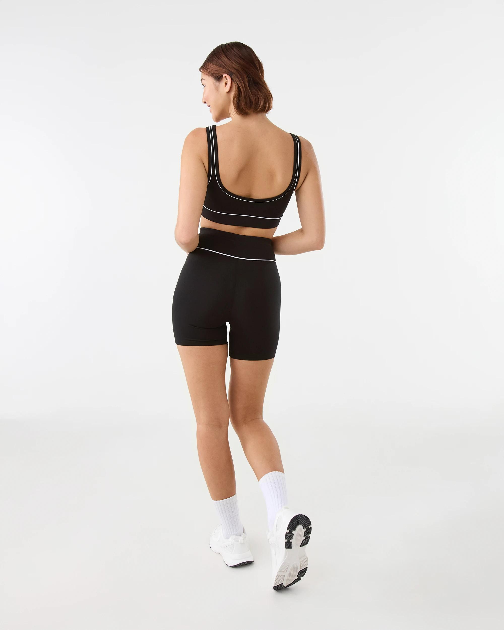 4 Active Womens Contrast Bike Shorts Black, 4 of 6