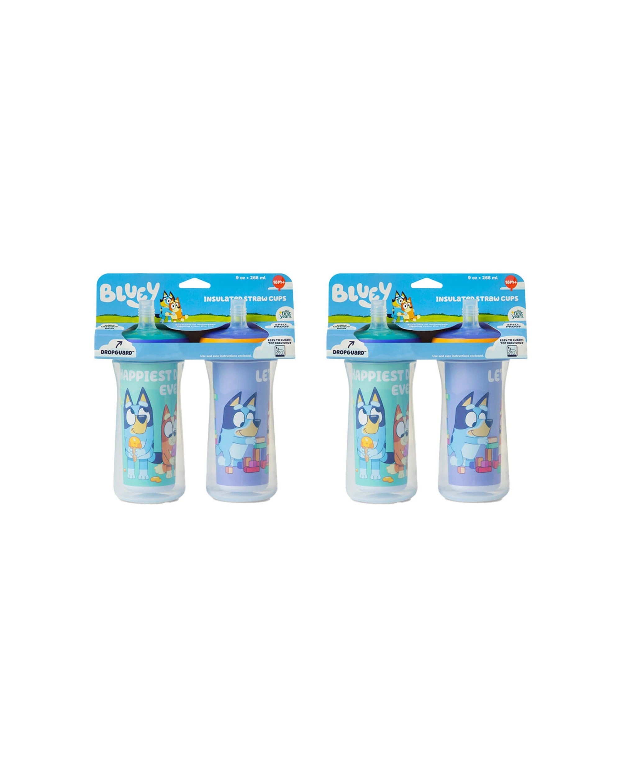 1 The First Years 2x Bluey Insulated Straw Bottle With DropGuard 2PK 266ml - Multi, 1 of 4