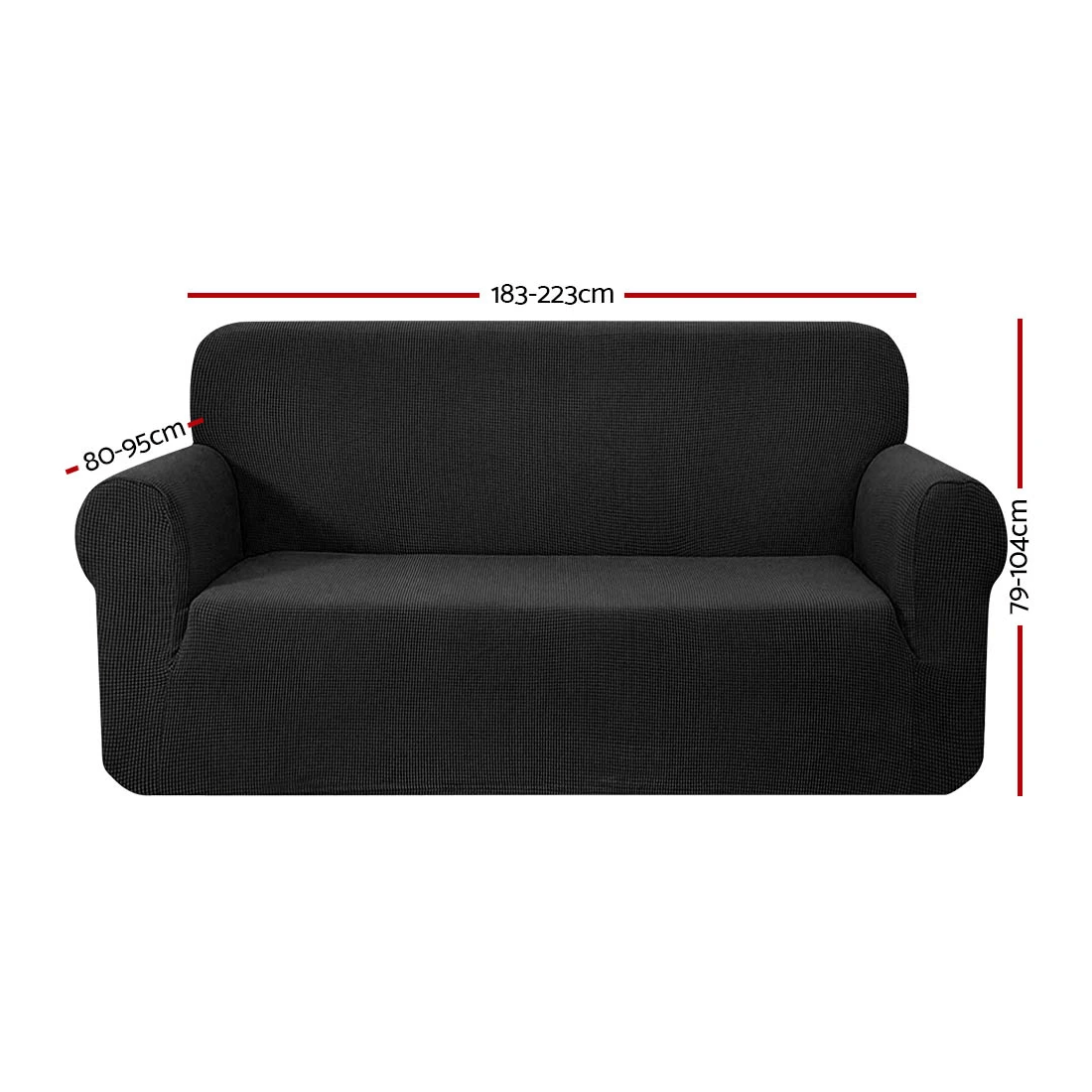 2 Artiss Sofa Cover Couch Covers 3 Seater High Stretch - Black, 2 of 2