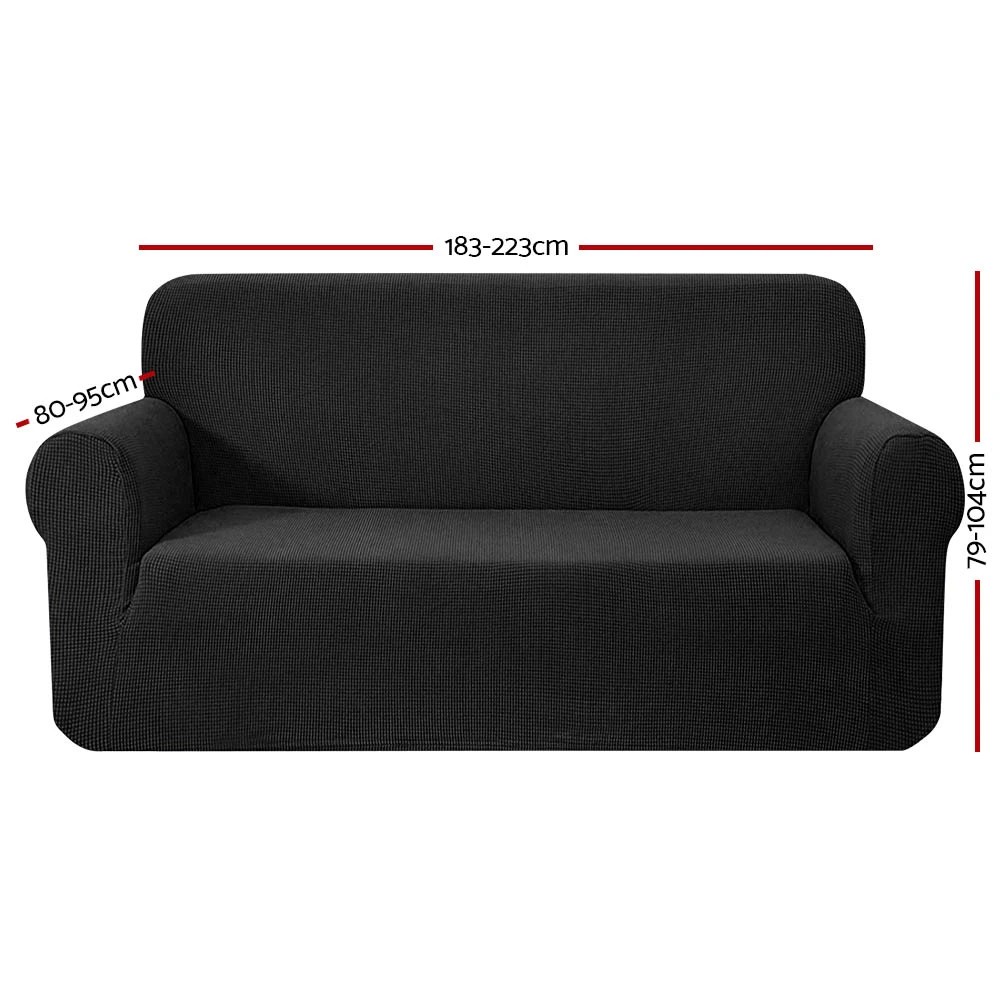 2 Artiss Sofa Cover Couch Covers 3 Seater High Stretch - Black, 2 of 7