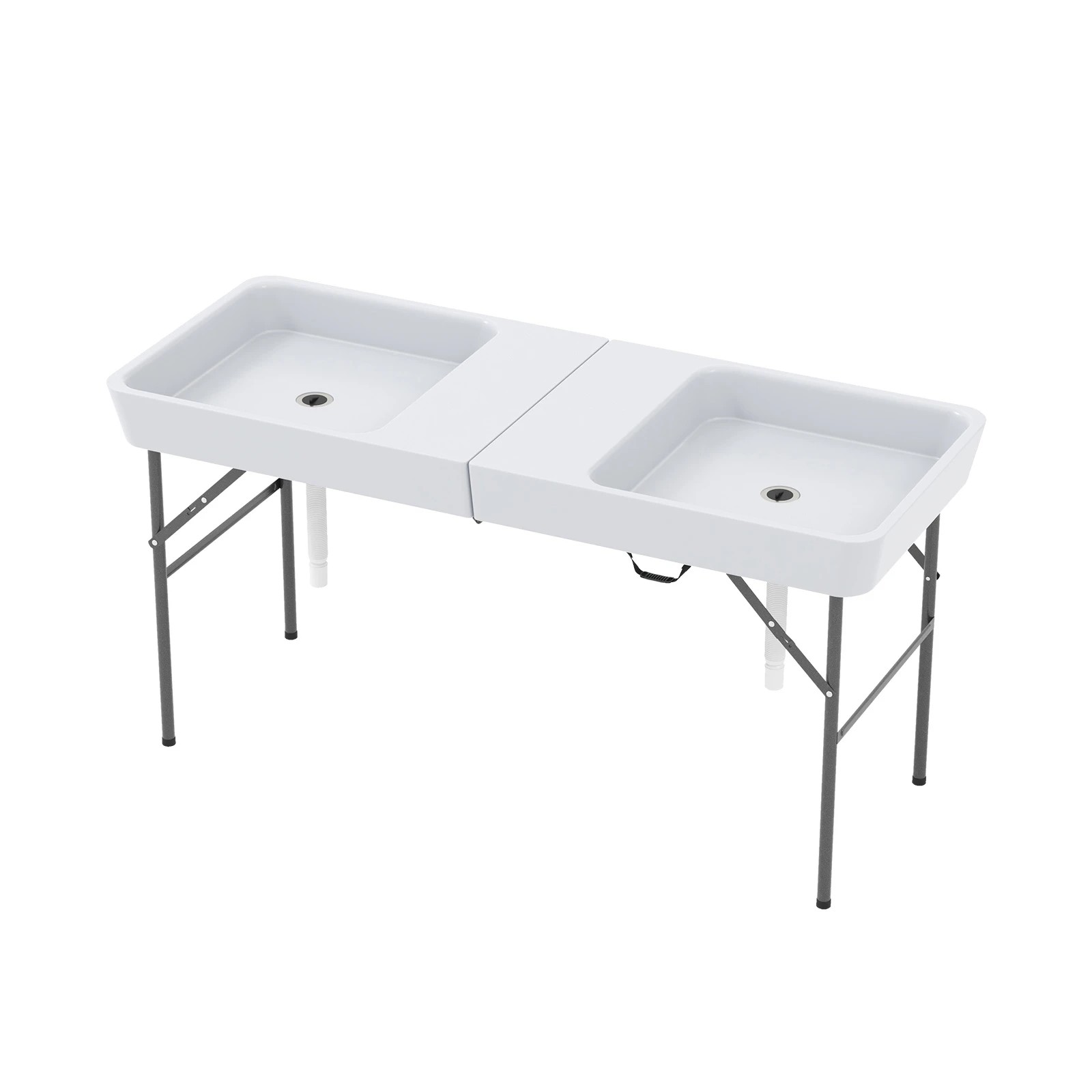 1 Costway Foldable Ice Table Portable Patio Ice Cooler Table w/Drain Hose - White, 1 of 1