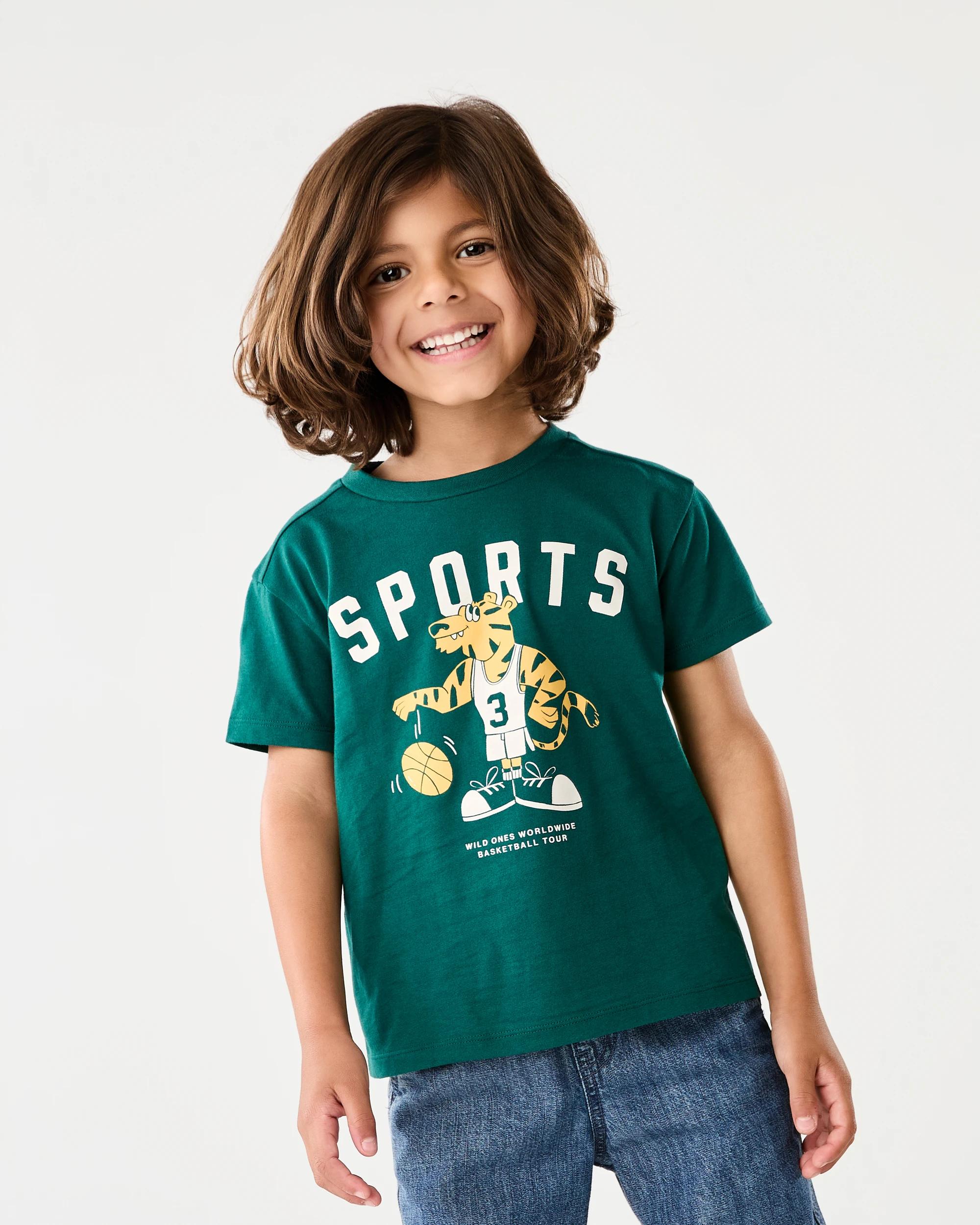 1 Chest Print T-shirt Grn Sports, 1 of 6