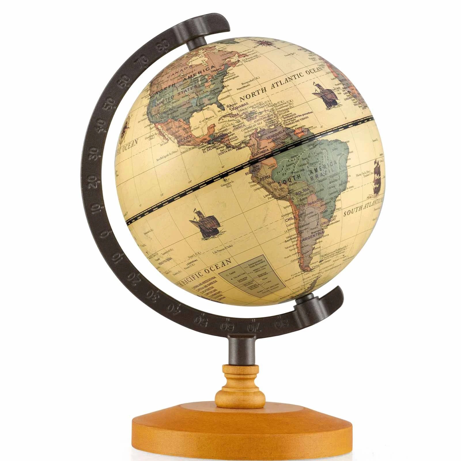 1 Costway 14cm Antique World Globe Mini Desktop Rotating Globe, 1 of 2