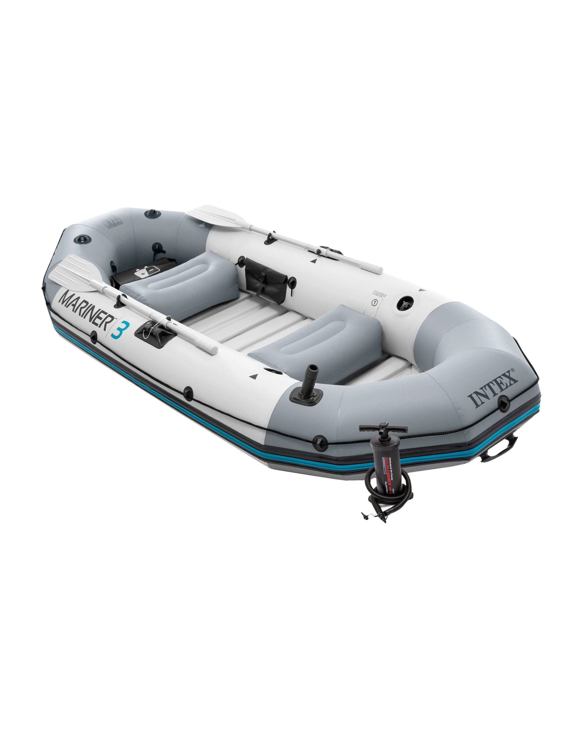 1 Intex Mariner 3 Inflatable Boat Set 3 Person - Grey, 1 of 8