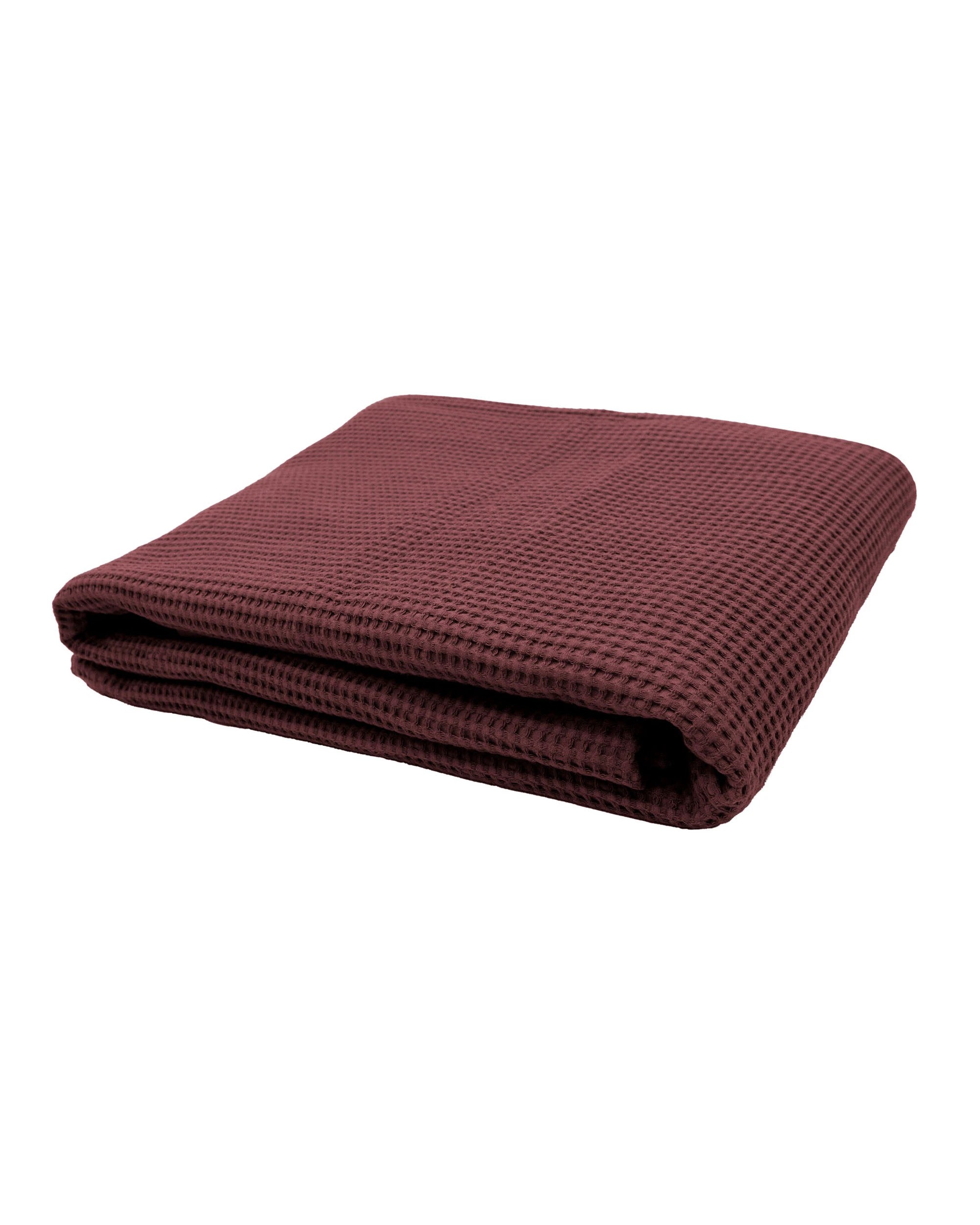 3 Bambury Milo Cotton Soft Waffle Textured Throw Sangria - Red, 3 of 4