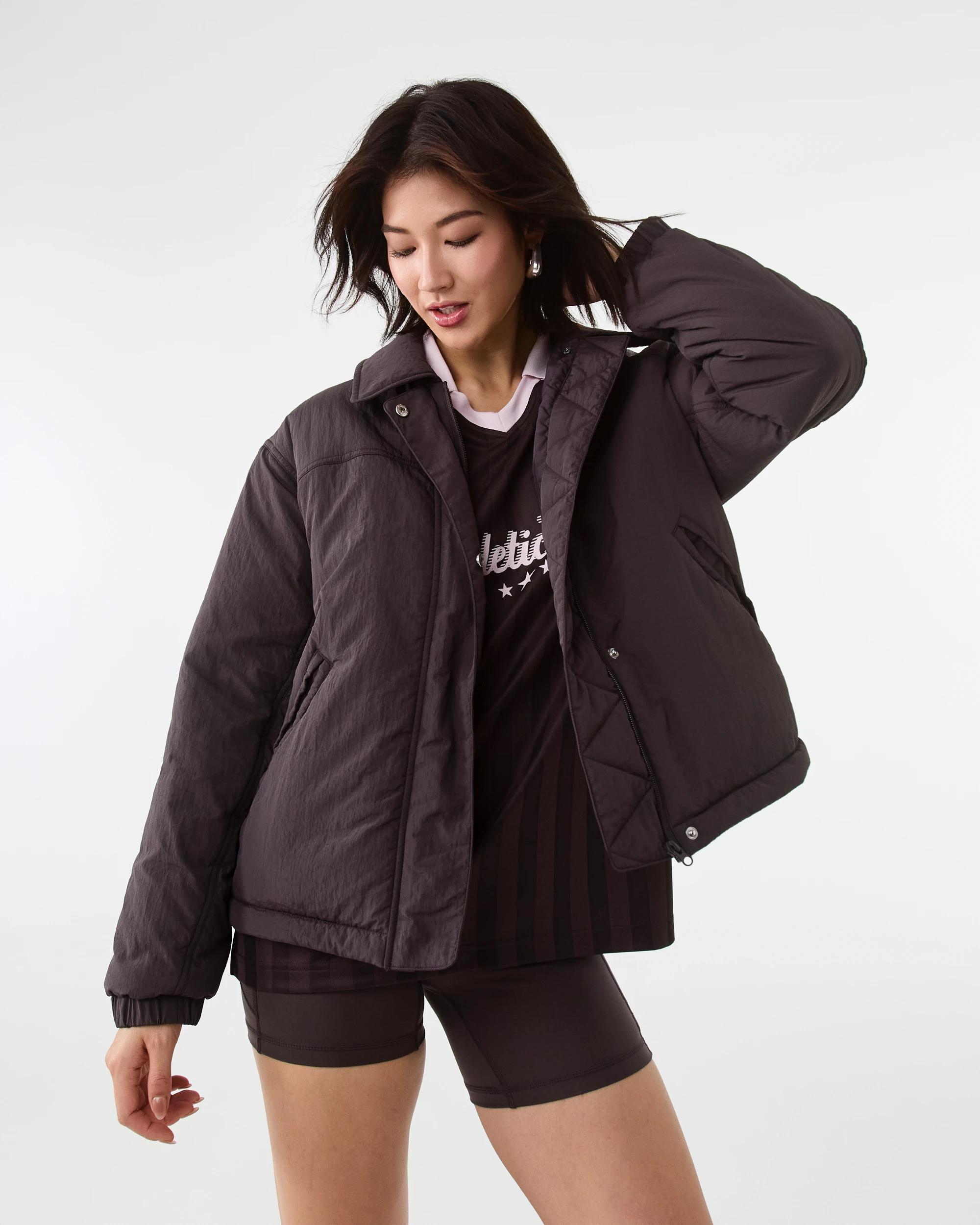 9 Active Womens Zip Through Sports Bomber Jacket Espresso, 9 of 9