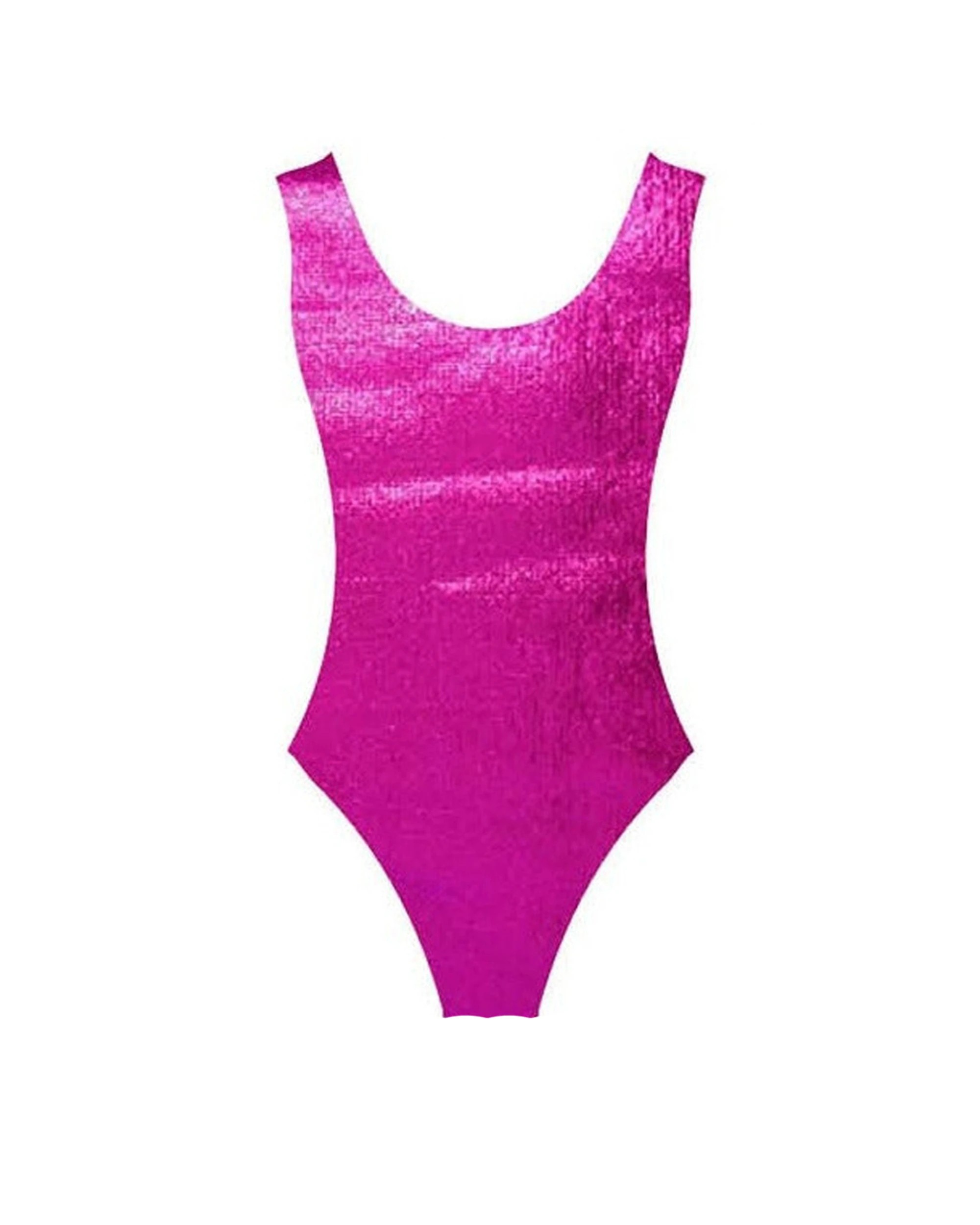 1 JD Party 80s Leotard Metallic L XL Classic Cut Costume Hot - Pink, 1 of 1