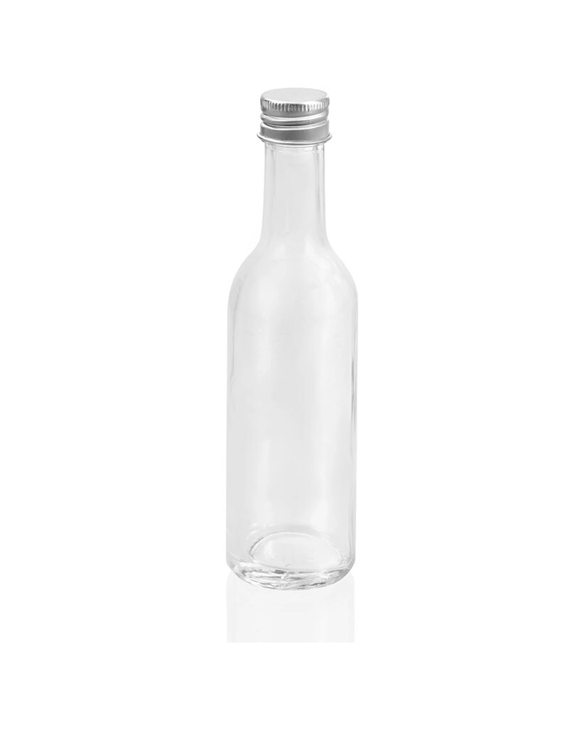4 4pk Lemon & Lime 120ml Long Neck Mini Bottle Capri Glass W/ Silver Lid Storage
 - Clear, 4 of 4