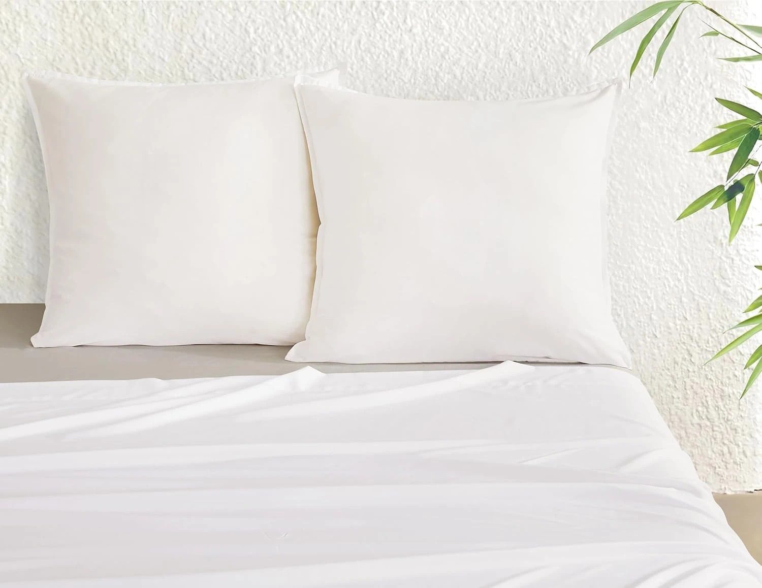 2 Gioia Casa 2-Pack Bamboo Microfibre European Pillowcases Soft Hypoallergenic - White, 2 of 5