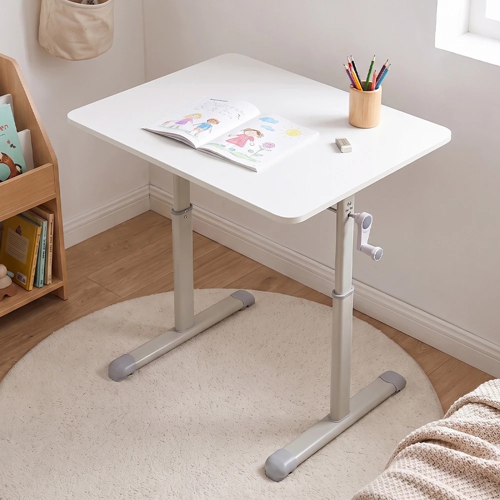 3 PlayPals Kids Desk Hand Crank Adjustable Standing Table 80x60cm - White, 3 of 3