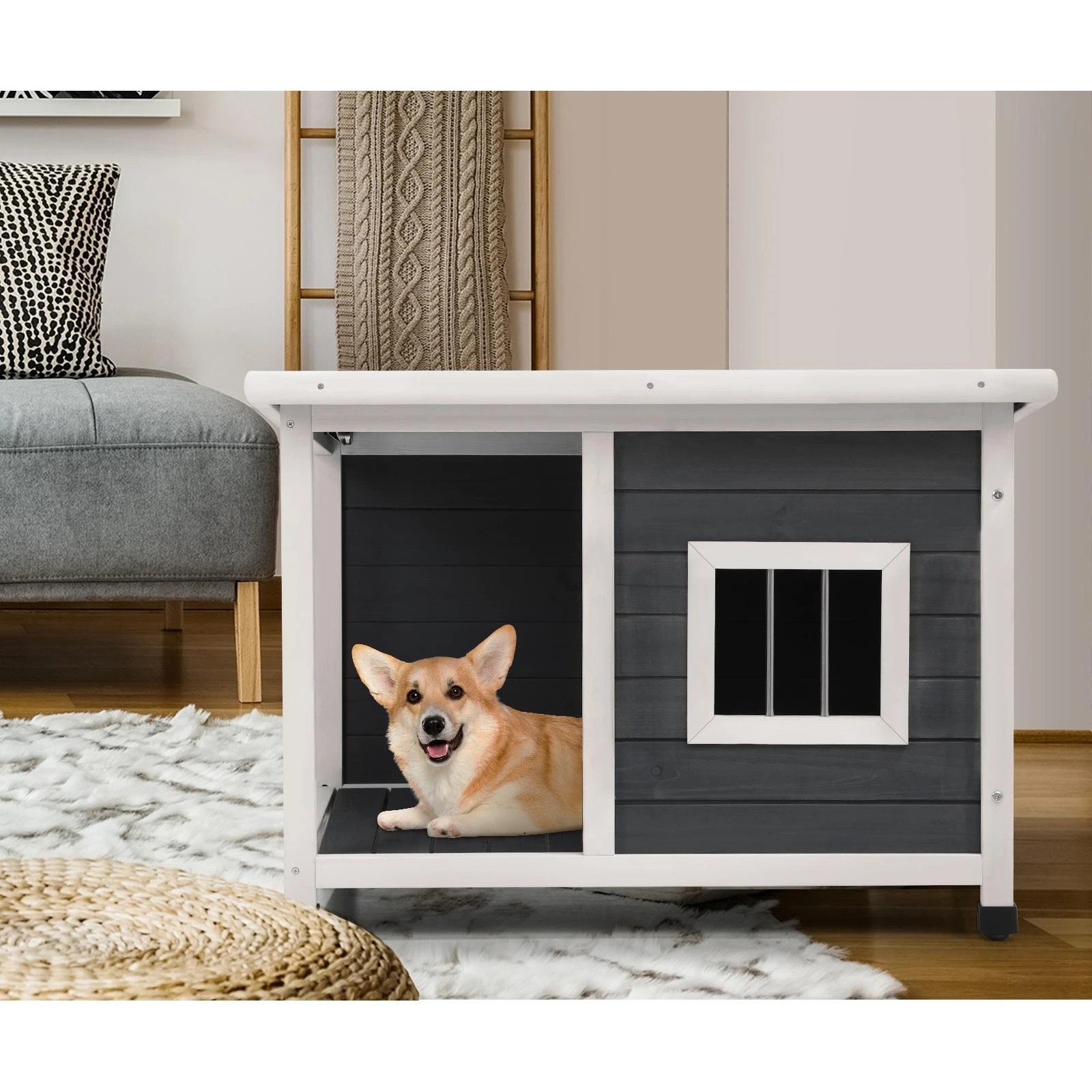 4 Alopet Dog Kennel House Outdoor Pet Wooden Cage Kennels Indoor Cabin Box Awning - Multi, 4 of 10