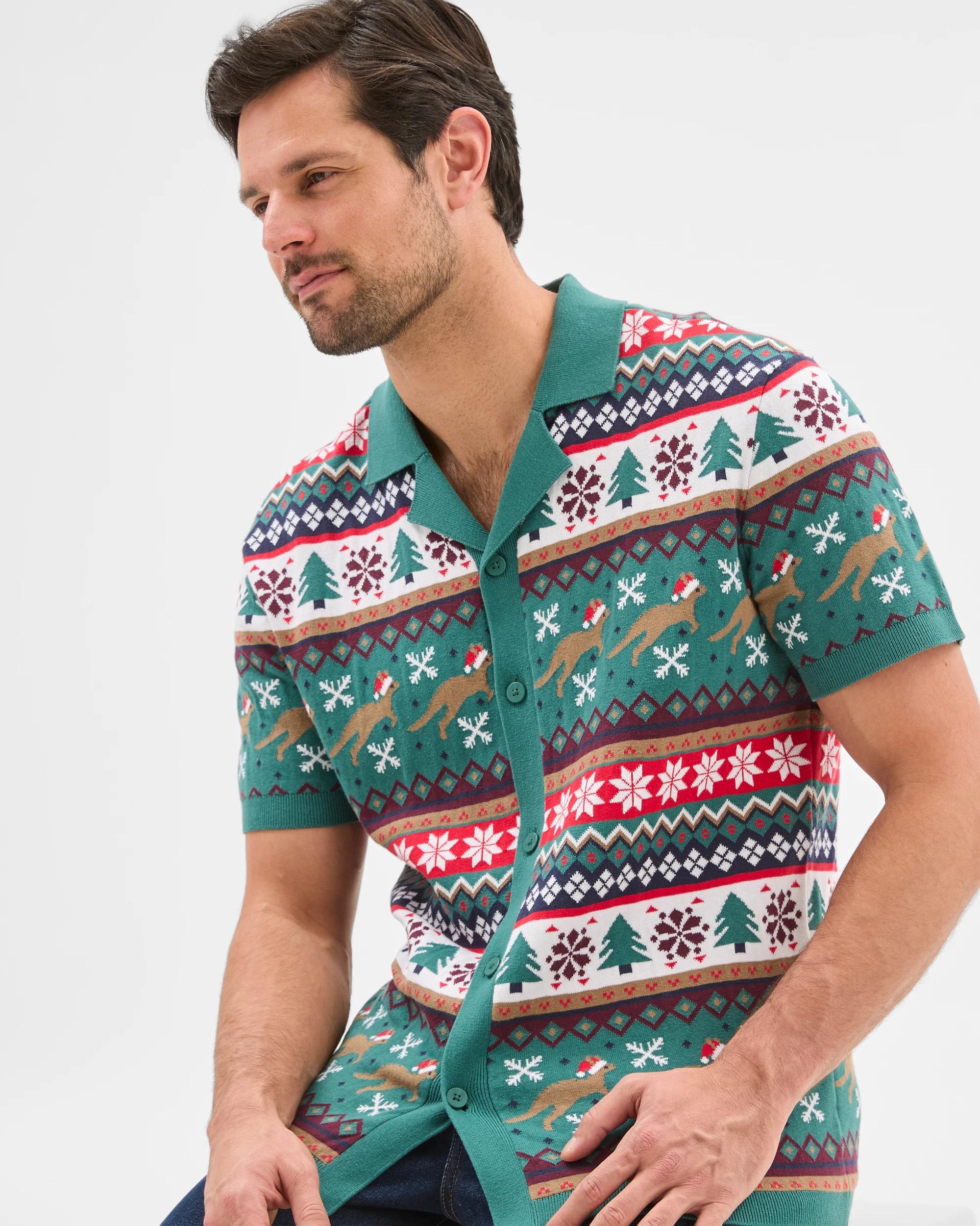 1 Target Australian Cotton Christmas Fair Isle Knit Shirt GREEN, 1 of 6