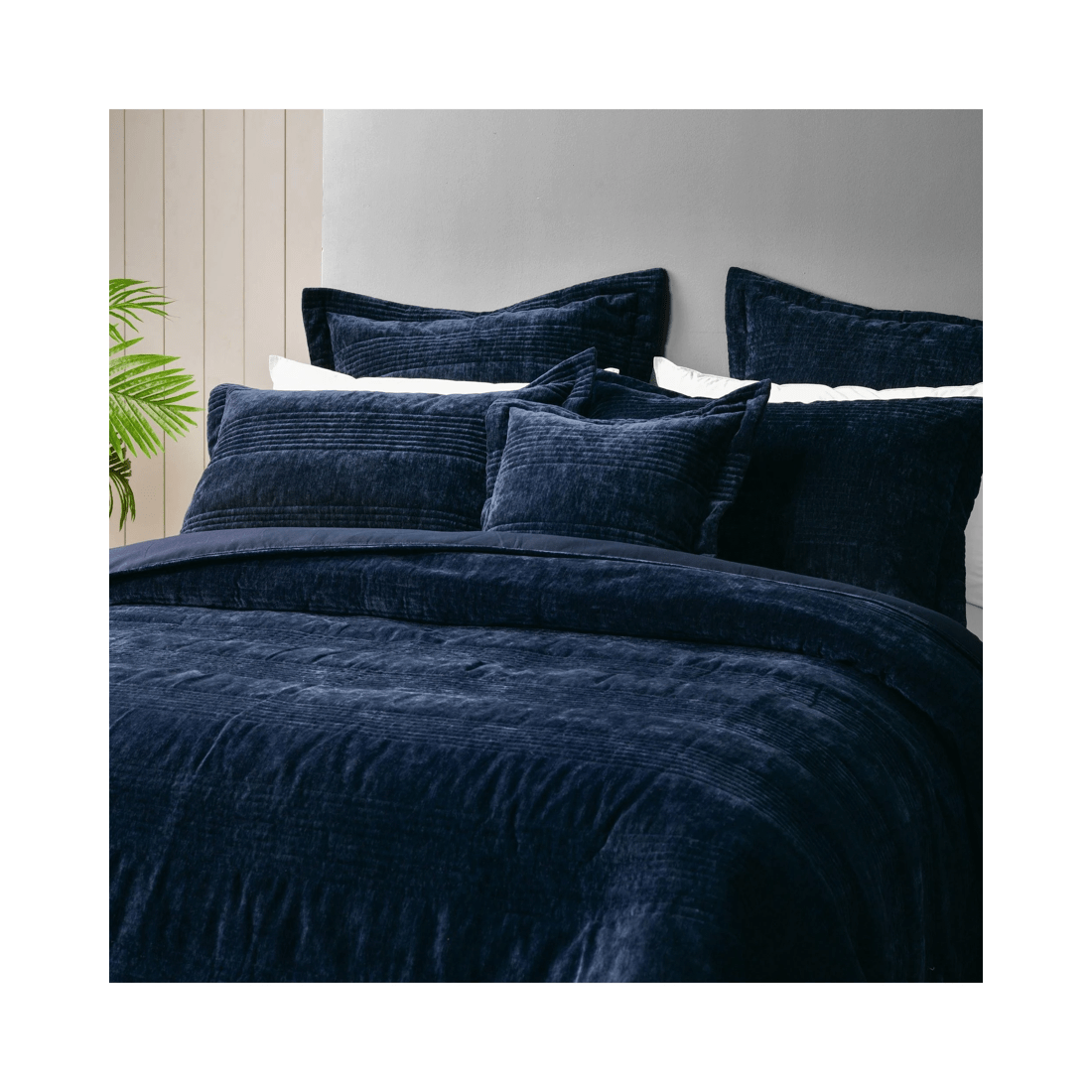 4 Bianca Bedding Cyrano Indigo Quilted Chenille Velvet Coverlet Set with 2 Pillowcases - Purple, 4 of 5