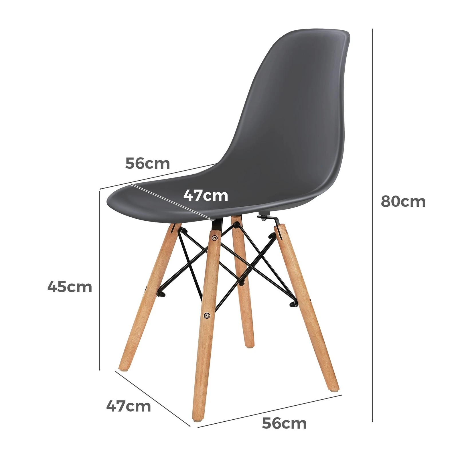 2 Alfordson 4x Dining Chairs Retro Steel Kitchen Lounge Cafe Solid Wood - Grey, 2 of 10