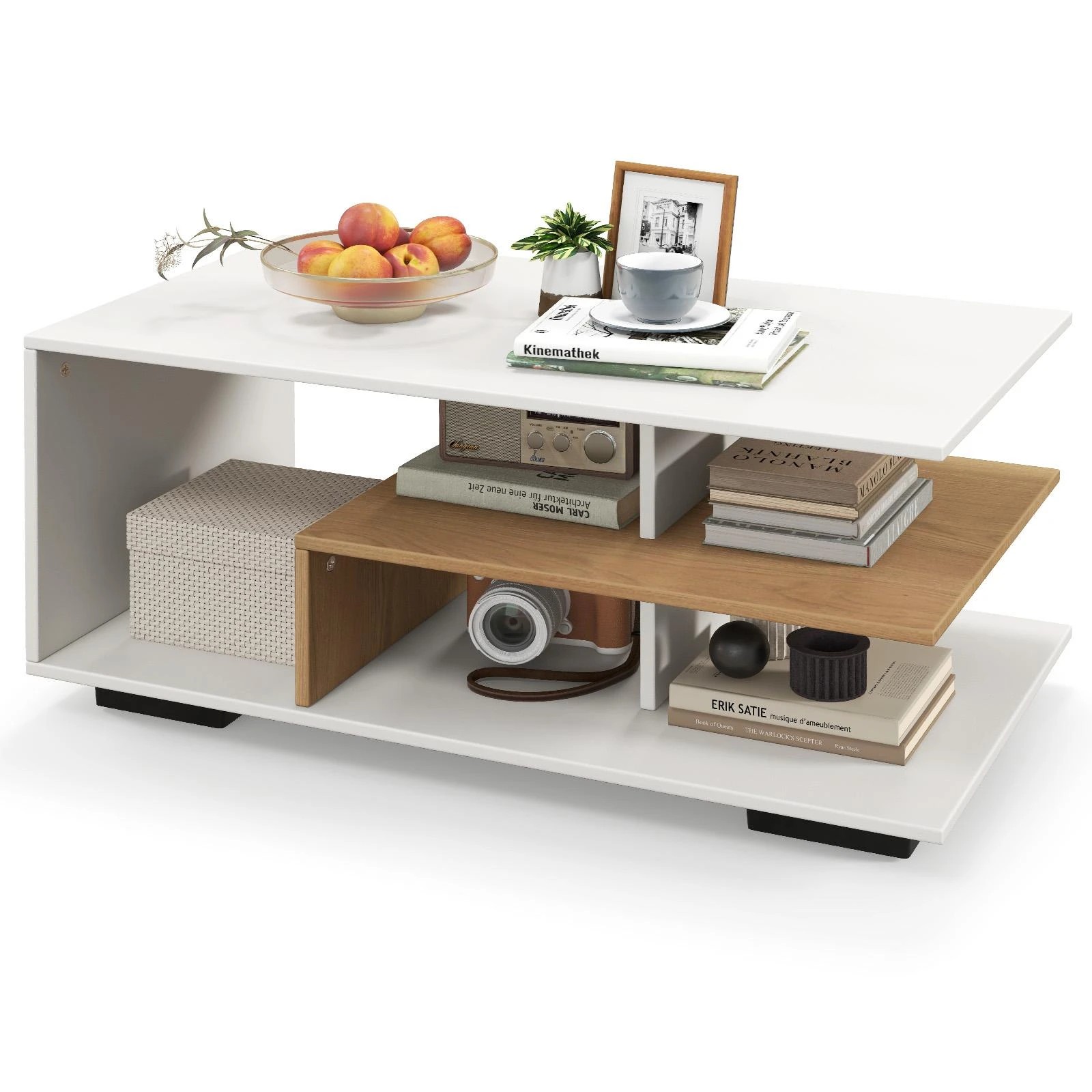 4 Costway Modern Coffee Table 3-Tier Versatile Table Home Office w/Shelf, 4 of 4