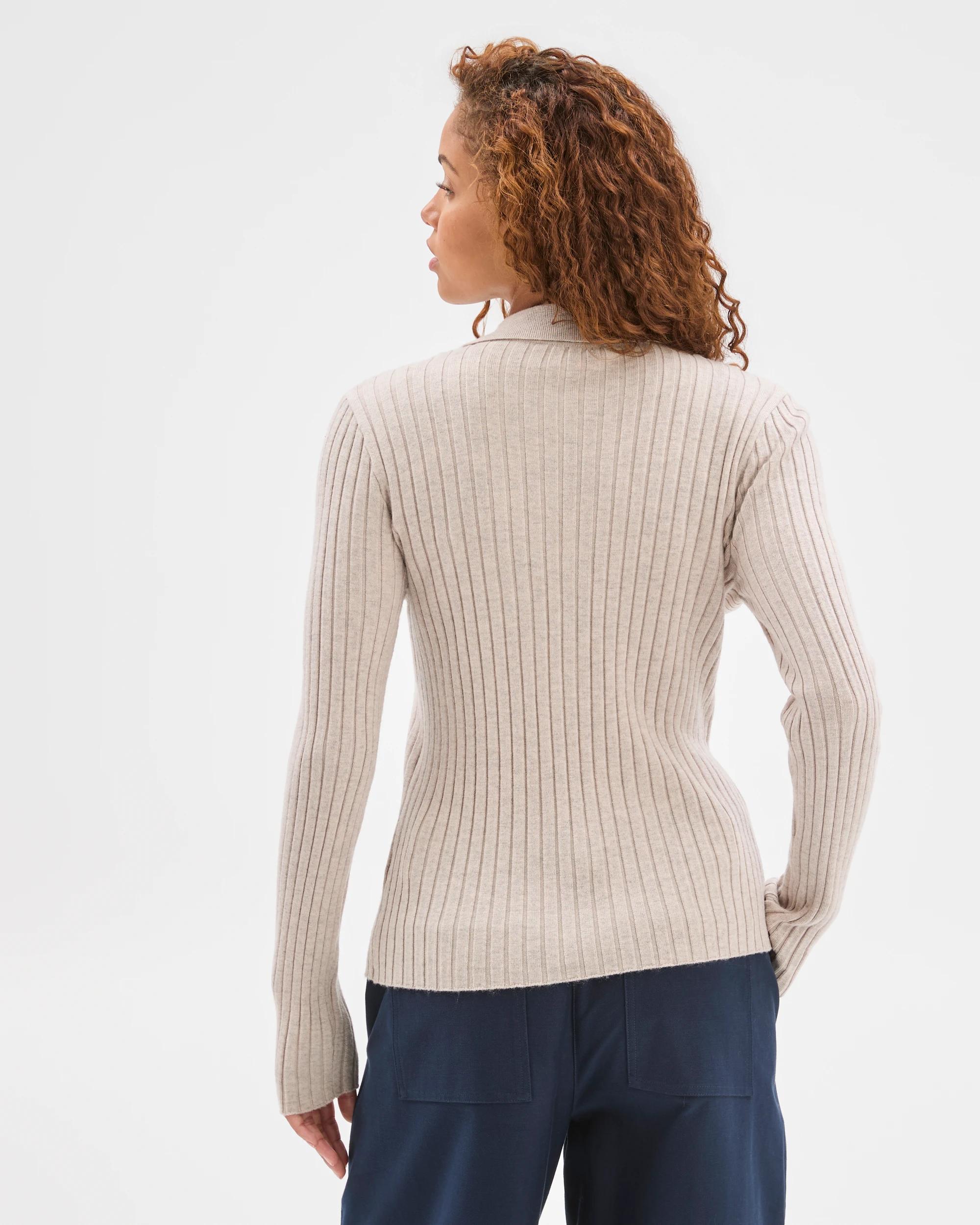 6 Target Woman Fine Knit Double Layer Polo Jumper BIRCH MARLE, 6 of 6