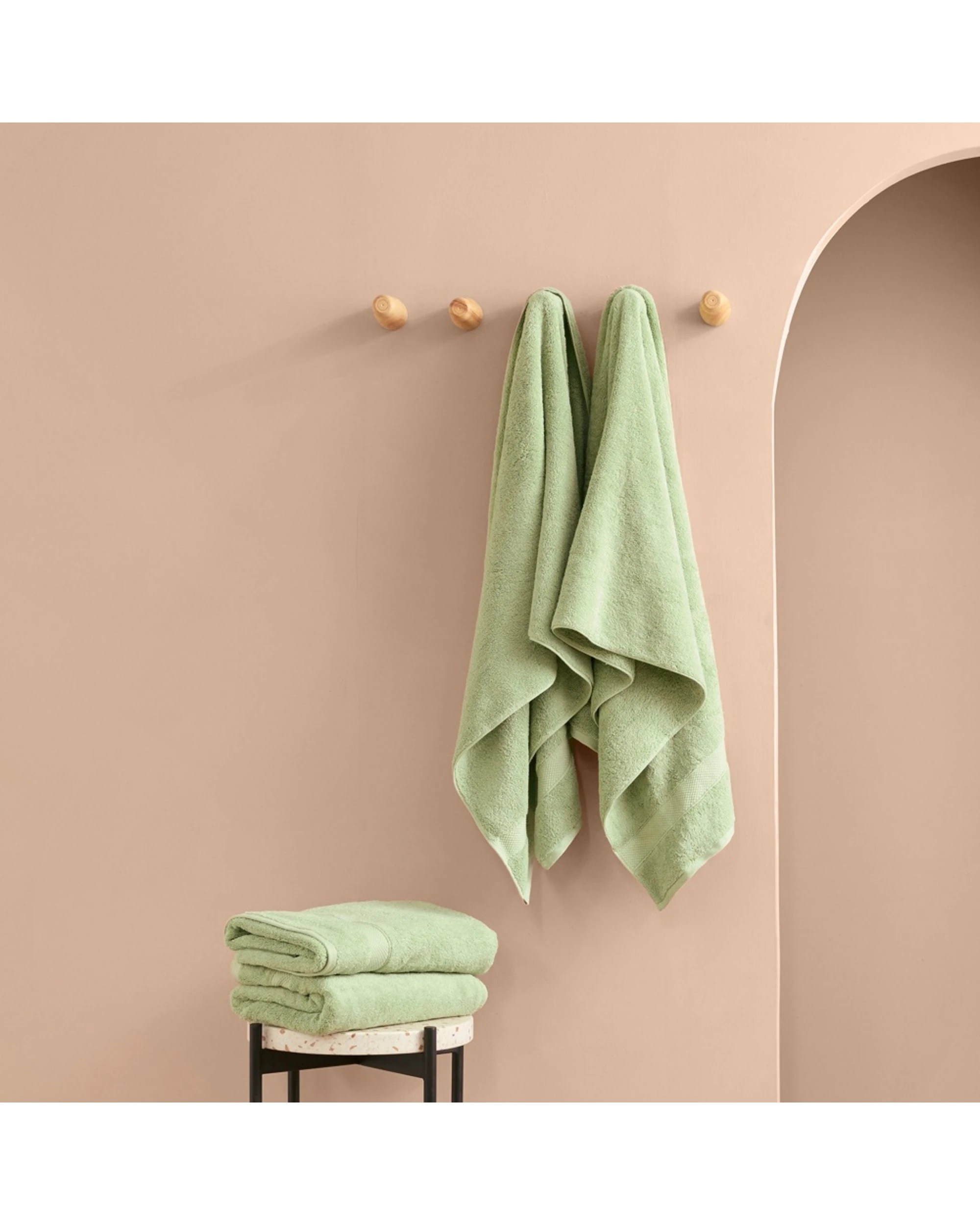 3 Bedding co 4pc Egyptian Cotton Luxury Bath Towel Set Ultra Soft Earthy - Green, 3 of 4