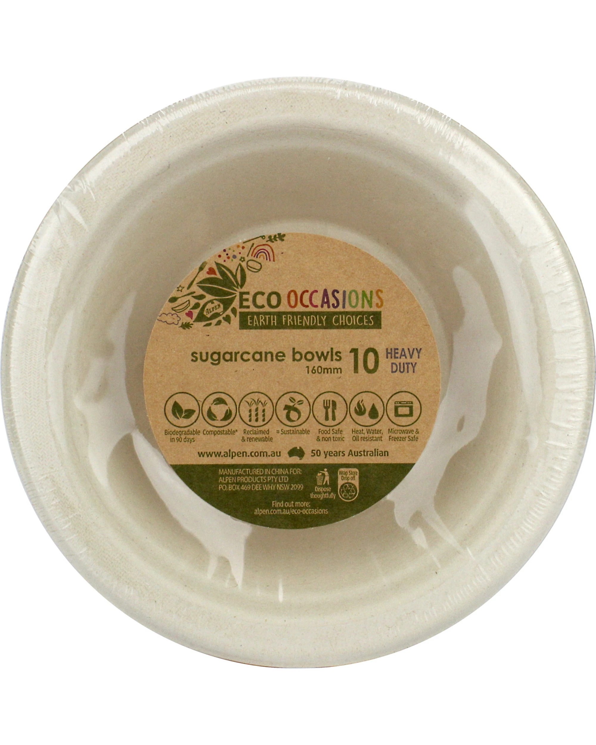 2 Alpen Natural Sugar Cane Bowls 16cm Pack of 10 - Natural, 2 of 3