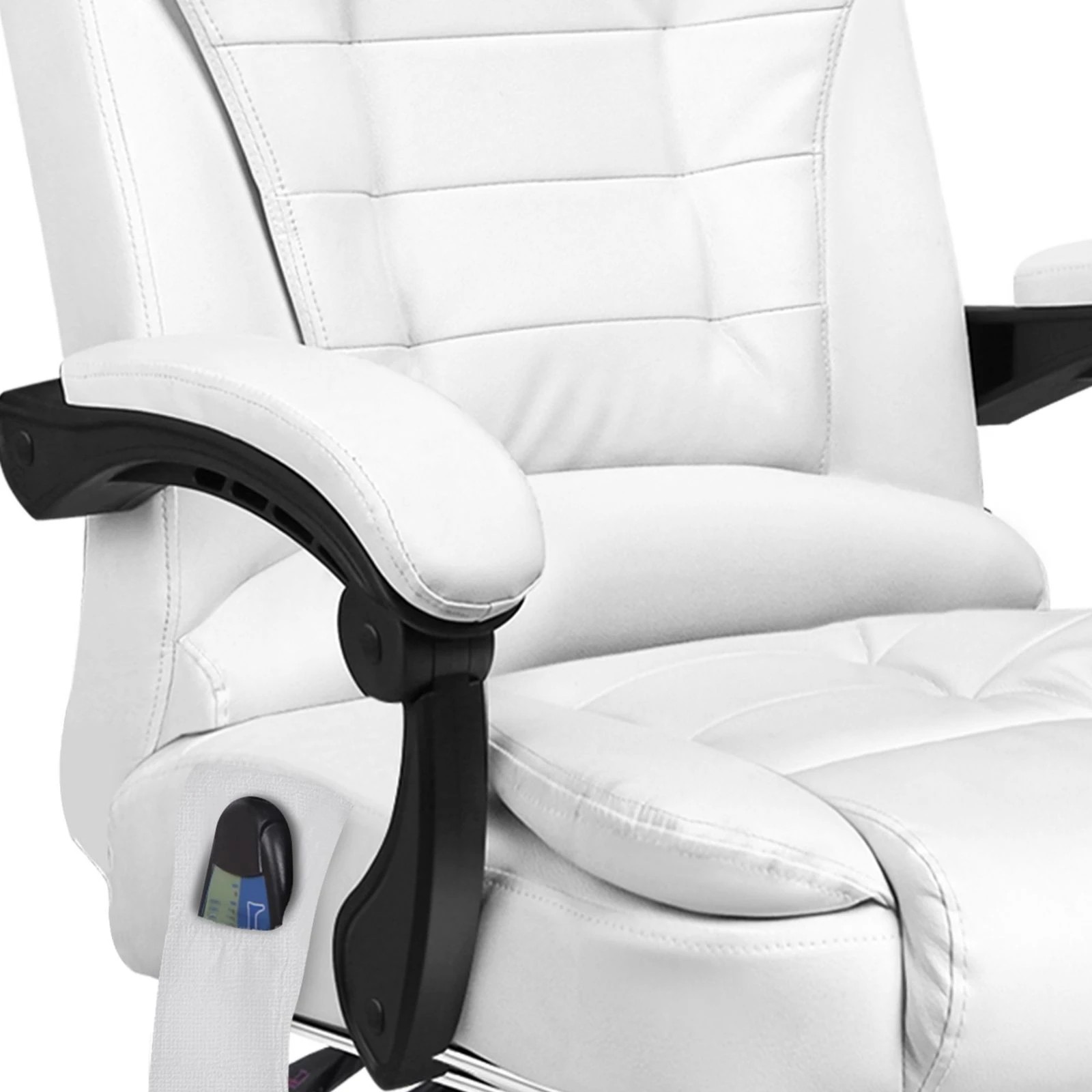 7 Alfordson Massage Office Chair Heated Seat Gaming Racer Executive PU Leather - White, 7 of 10
