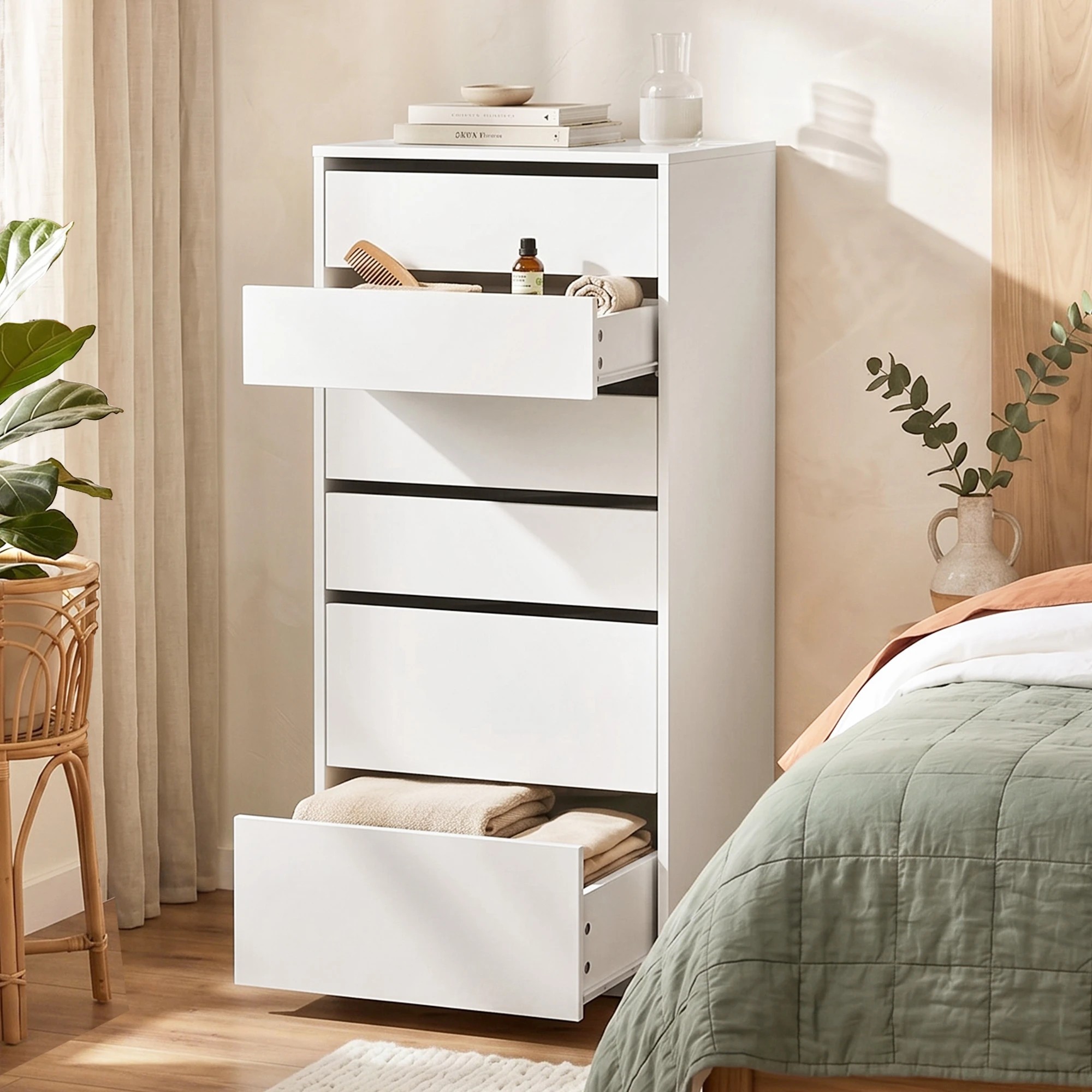 4 Artiss 2x Chest of 6 Drawers Dresser Tallboy - White, 4 of 7