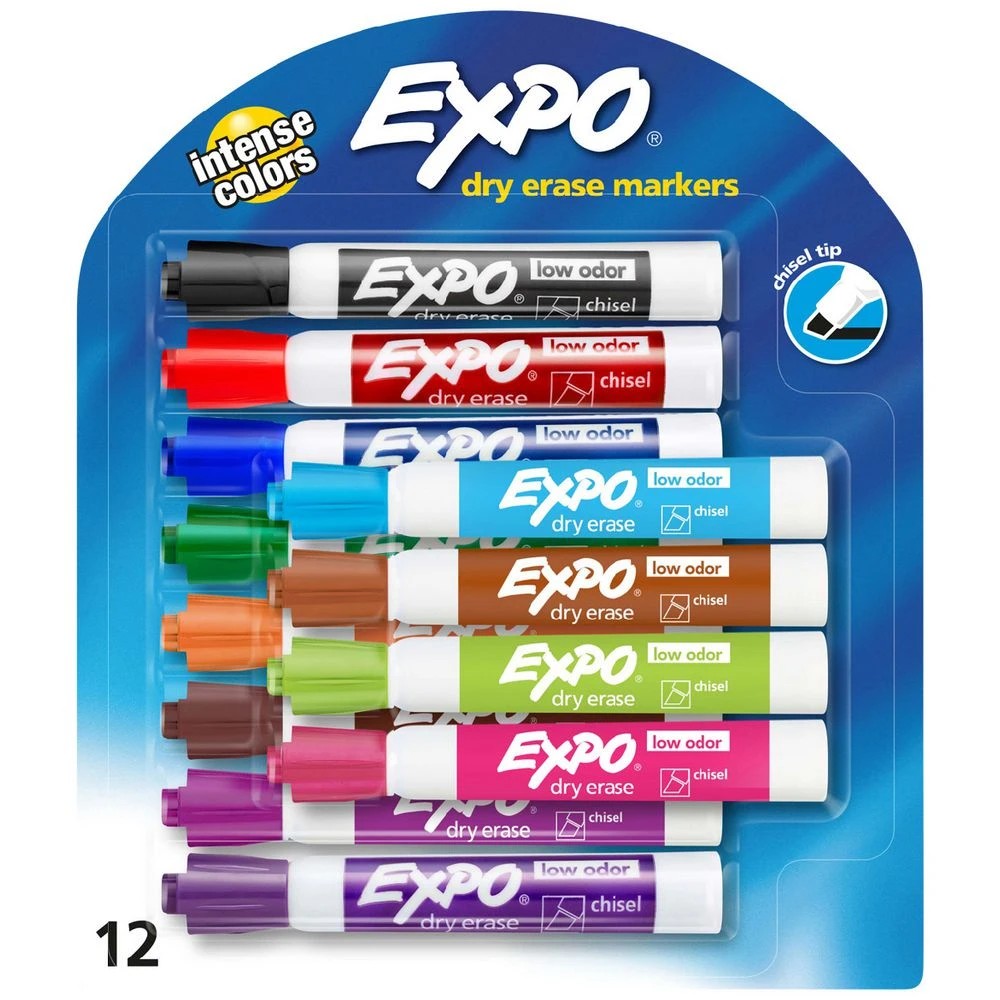 1 Expo Whiteboard Markers Chisel Intense Assorted 12 Pack, 1 of 5