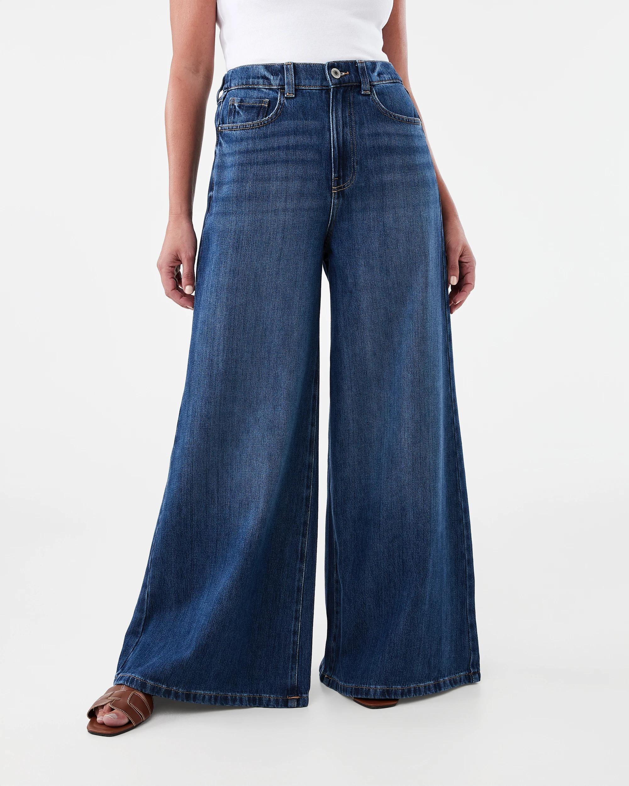 1 Palazzo Jeans Dark Wash, 1 of 8